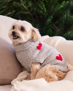 Red Hearts Fuzzy Pet Sweater