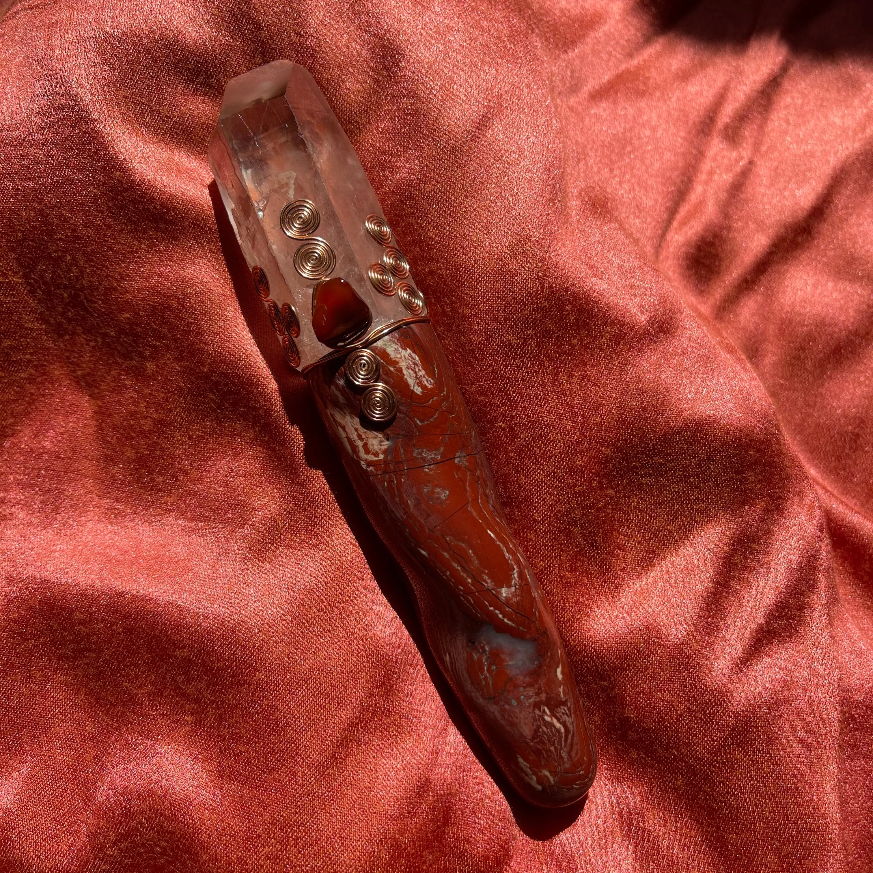 Red Jasper, Carnelian & Red Quartz Crystal Wand