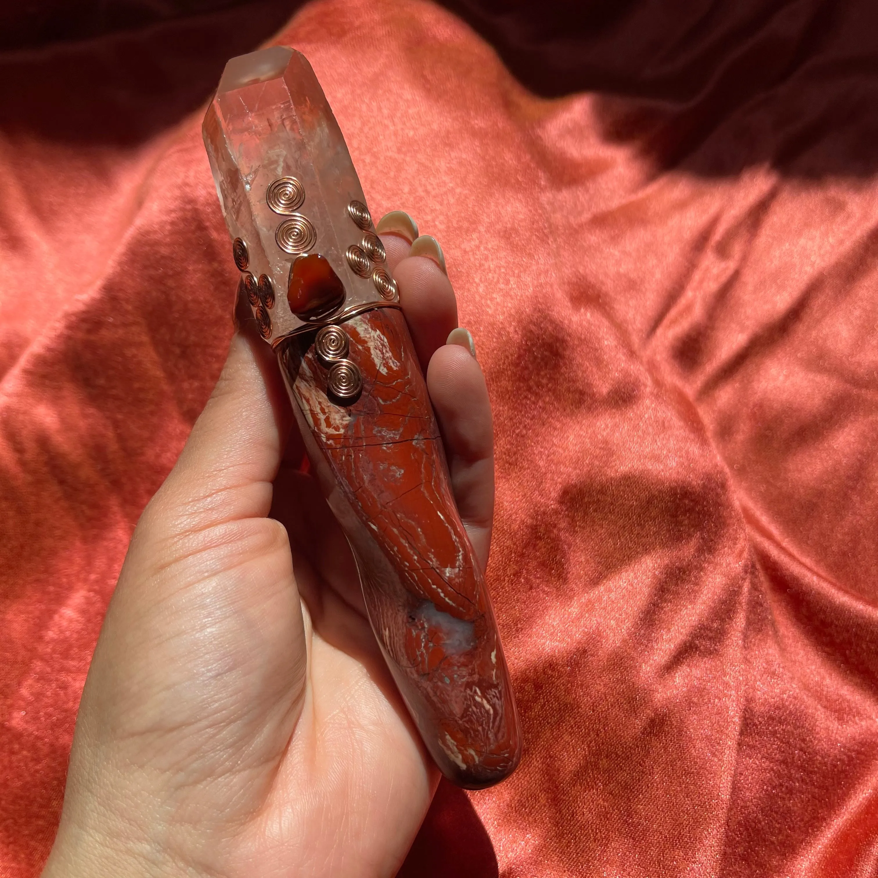 Red Jasper, Carnelian & Red Quartz Crystal Wand