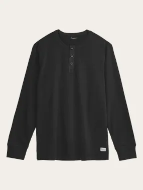 Regular vintage washed long sleeve henley - GOTS/Vegan - Night Sky