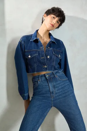 Robin| Denim Cropped Trucker Jacket