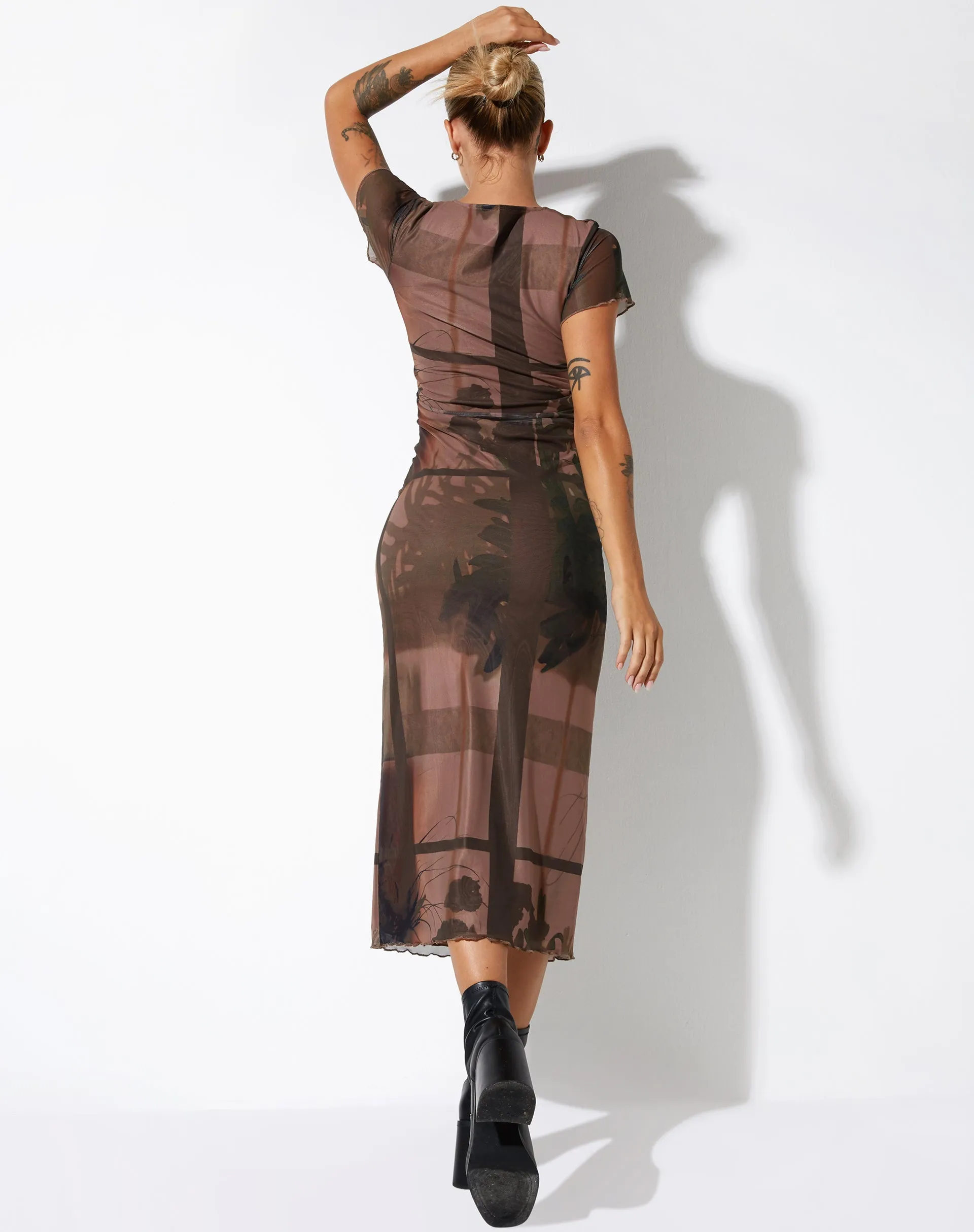 Roska Midi Dress in Photo Brown