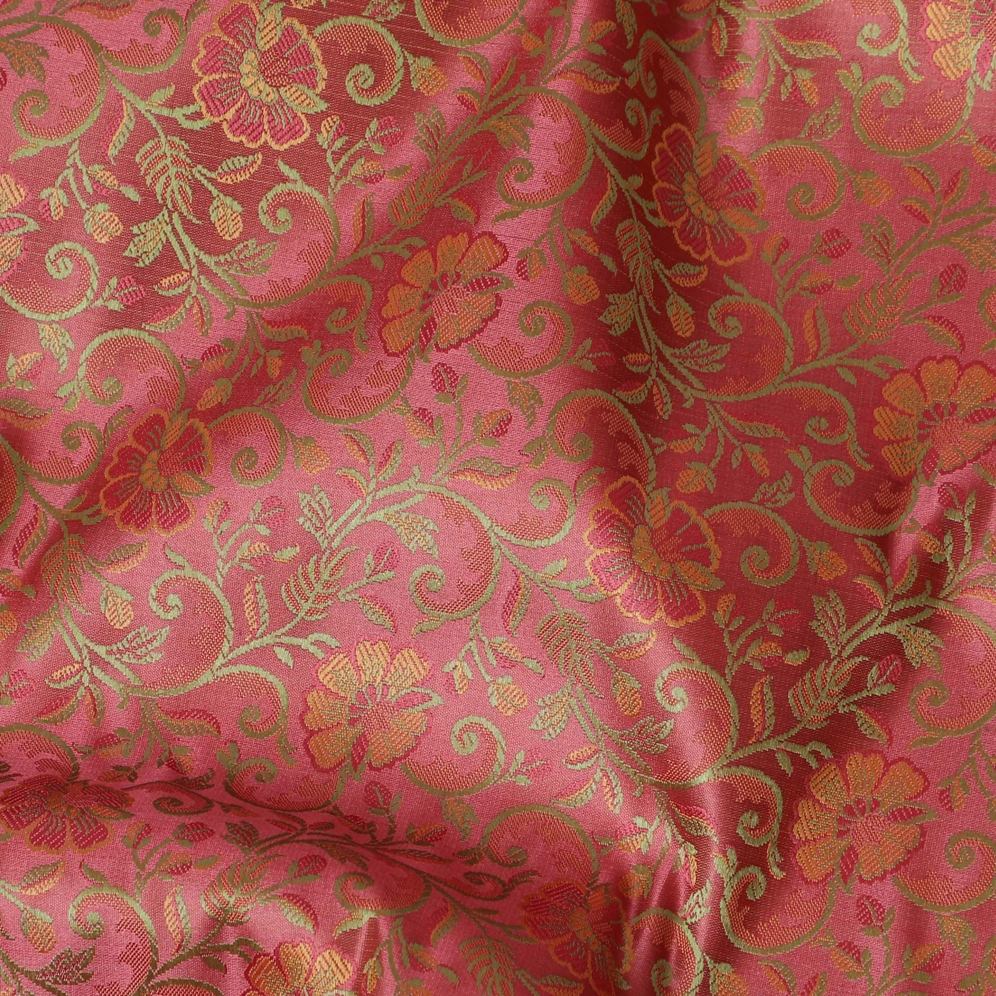 Rustic Rouge Floral Brocade Fabric – Time-Honored Elegance-D19046