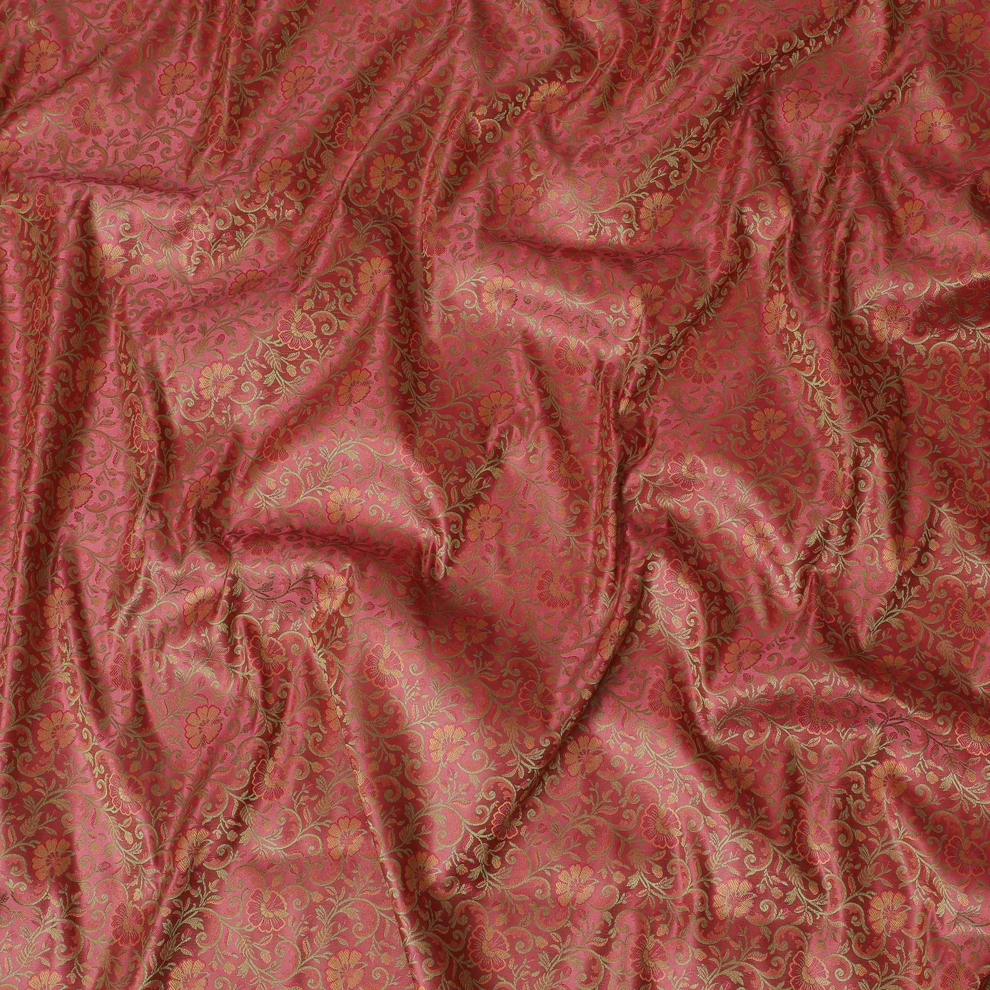 Rustic Rouge Floral Brocade Fabric – Time-Honored Elegance-D19046