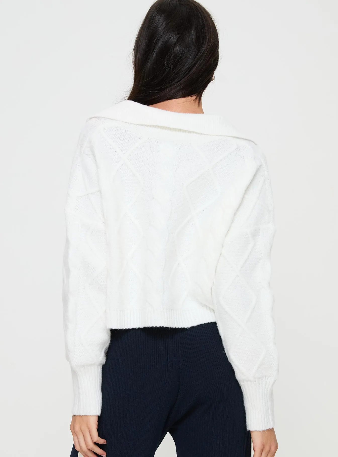 Ruthee Cable Knit Sweater Winter White