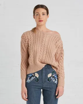 Ryan Roche Cashmere Fisherman's Sweater | Rose