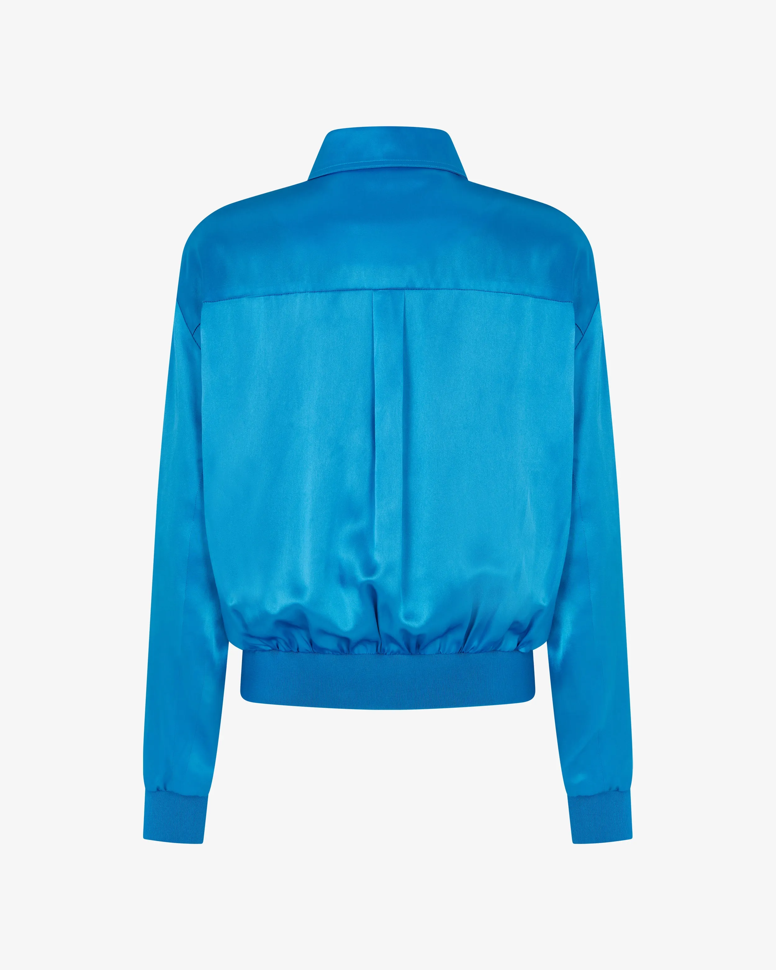 Satin Parachute Bomber Jacket - Retro Blue