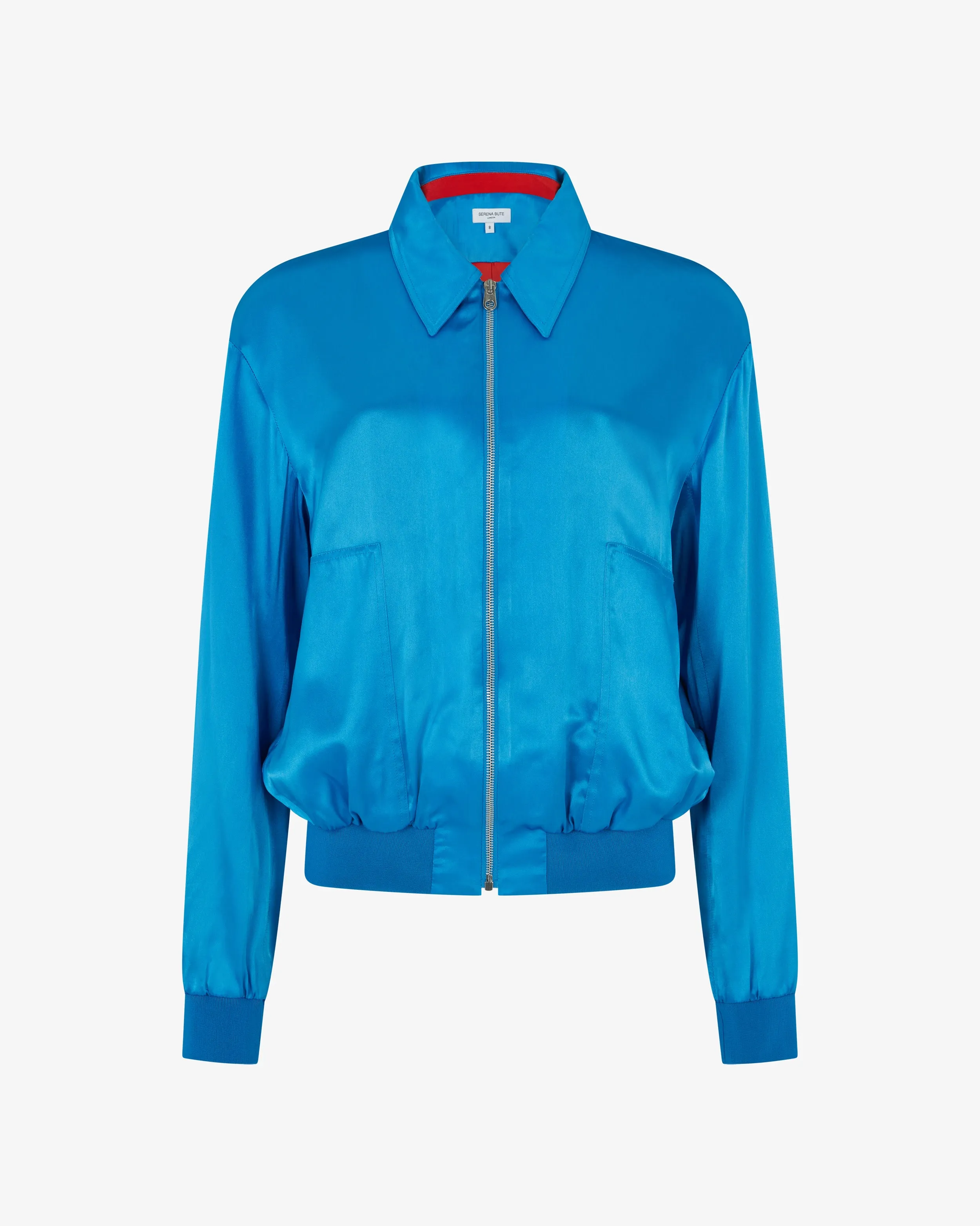 Satin Parachute Bomber Jacket - Retro Blue