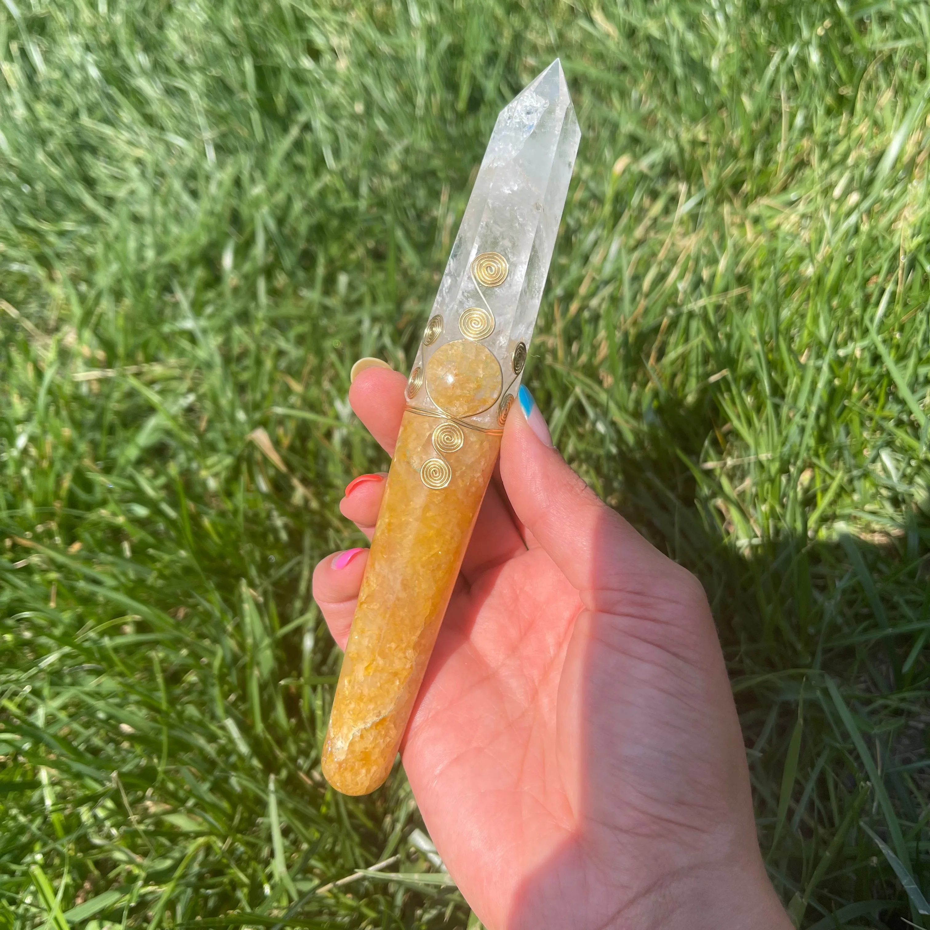 Satyaloka Quartz & Clear Quartz Crystal Wand