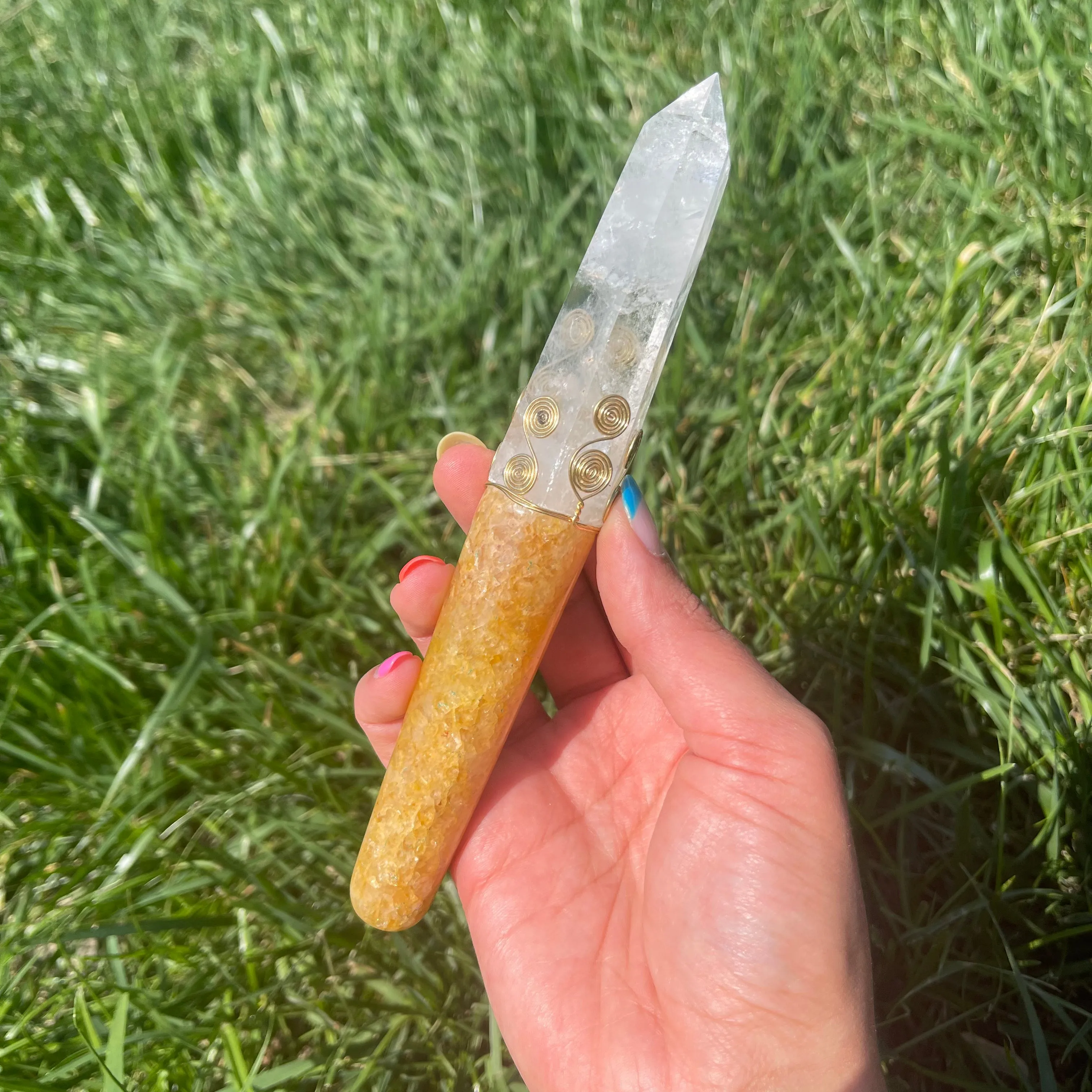 Satyaloka Quartz & Clear Quartz Crystal Wand