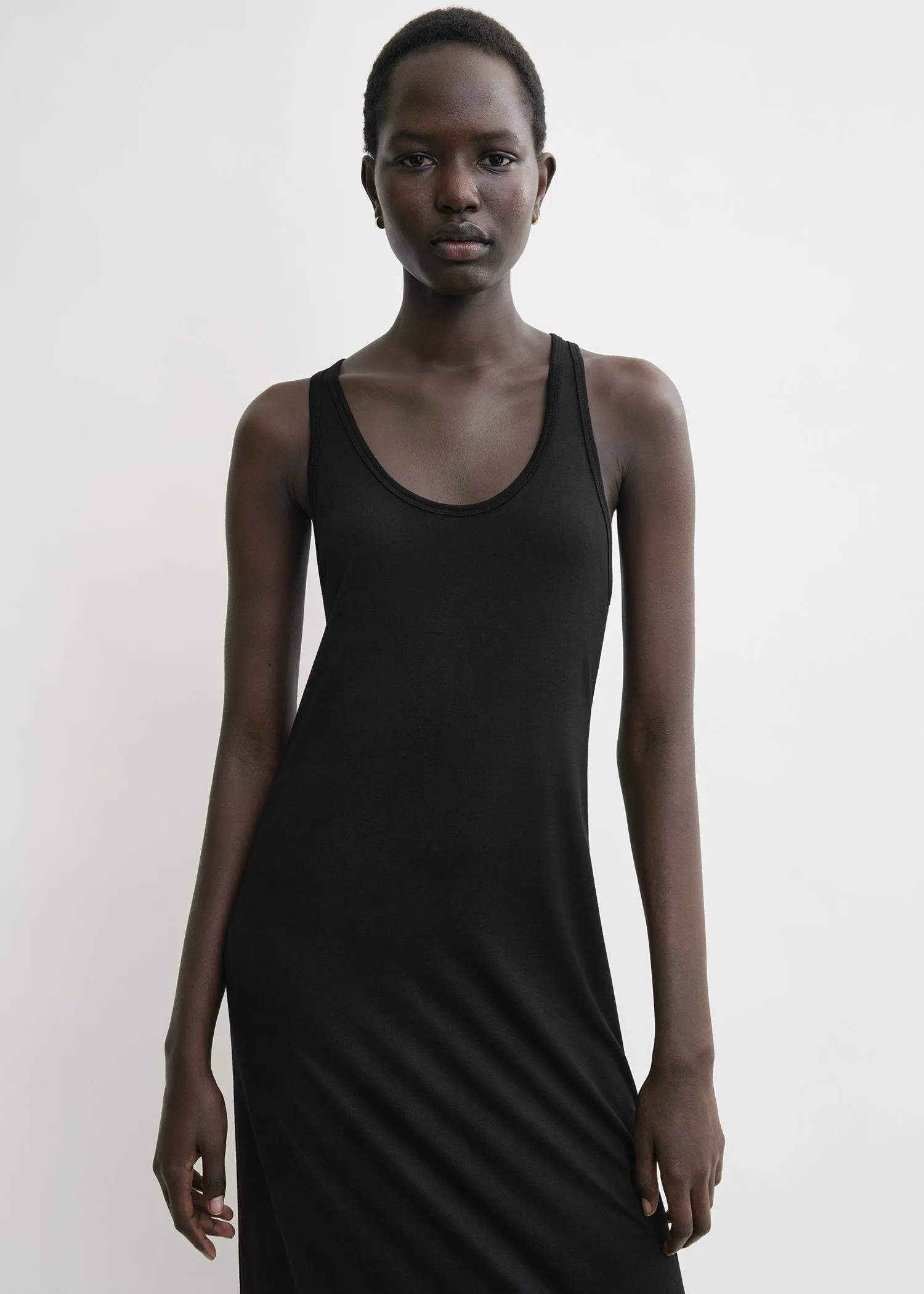 Scoop-neck jersey dress black