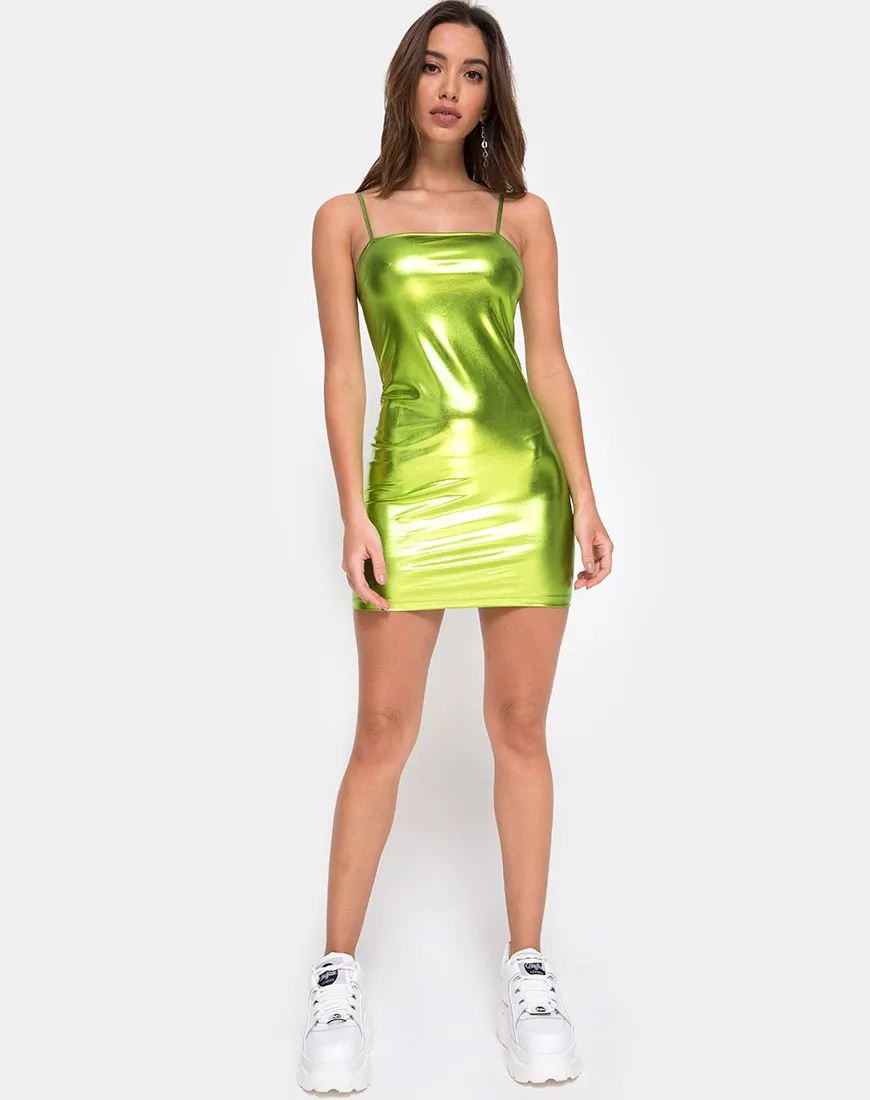 Selah Dress in Metallic Green