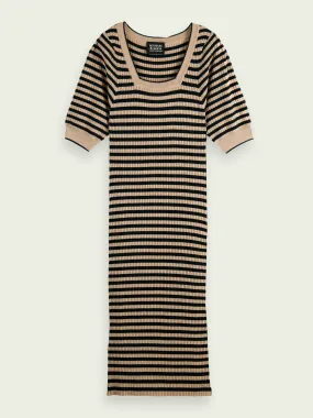 Short-sleeved rib knit dress in Combo S