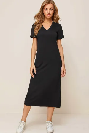 Split hem black tee dress