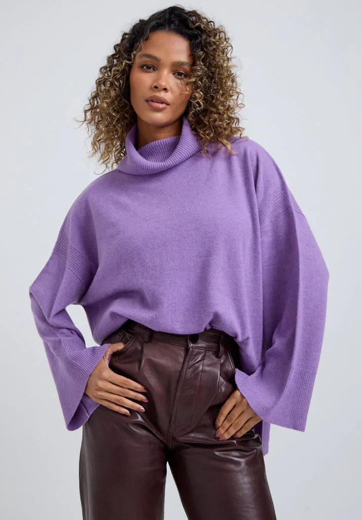 Stella Roll Neck Jumper In Purple