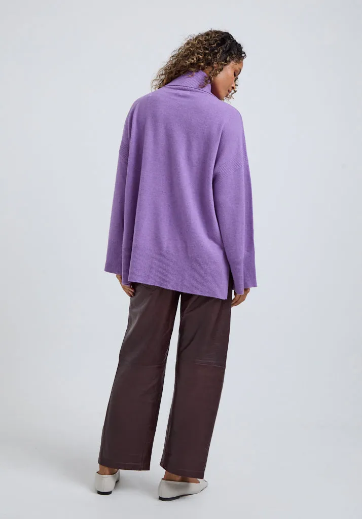 Stella Roll Neck Jumper In Purple