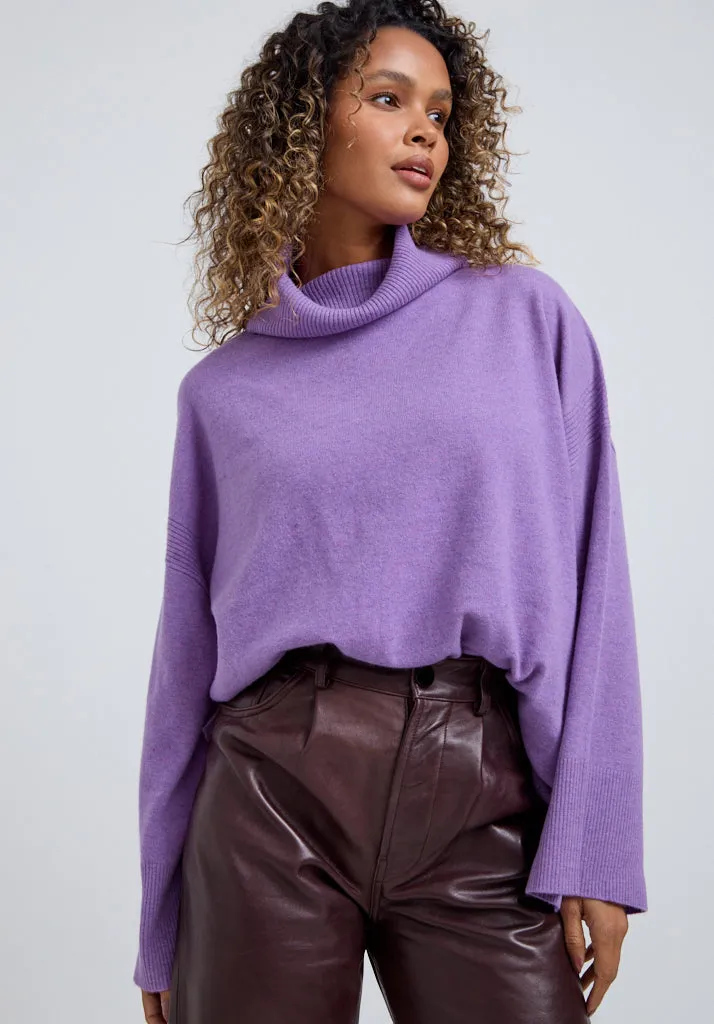 Stella Roll Neck Jumper In Purple