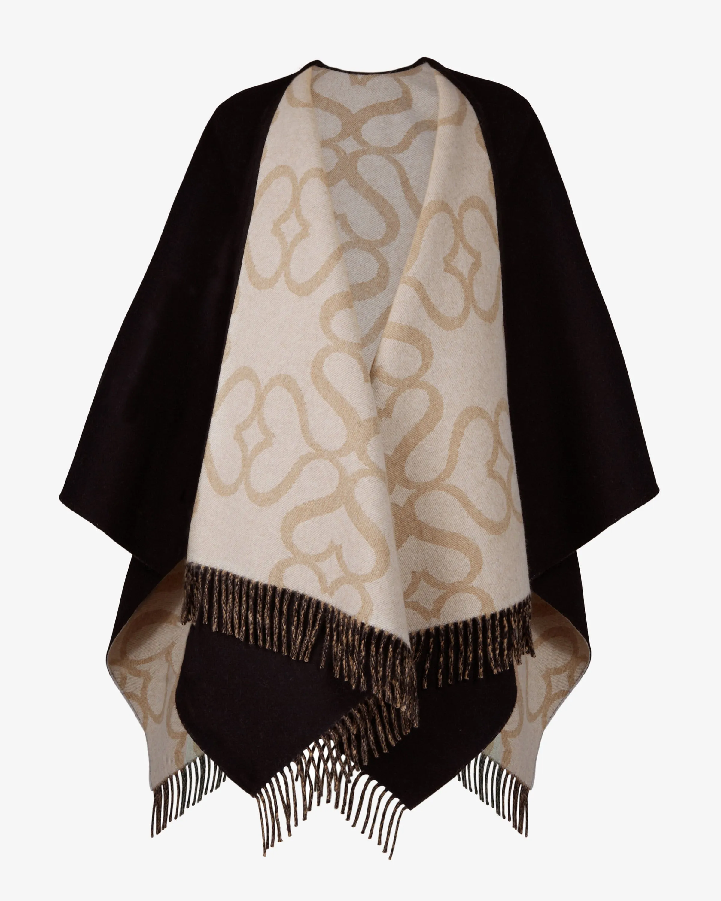 Strathberry Monogram Reversible Cape - Black/Camel/Vanilla