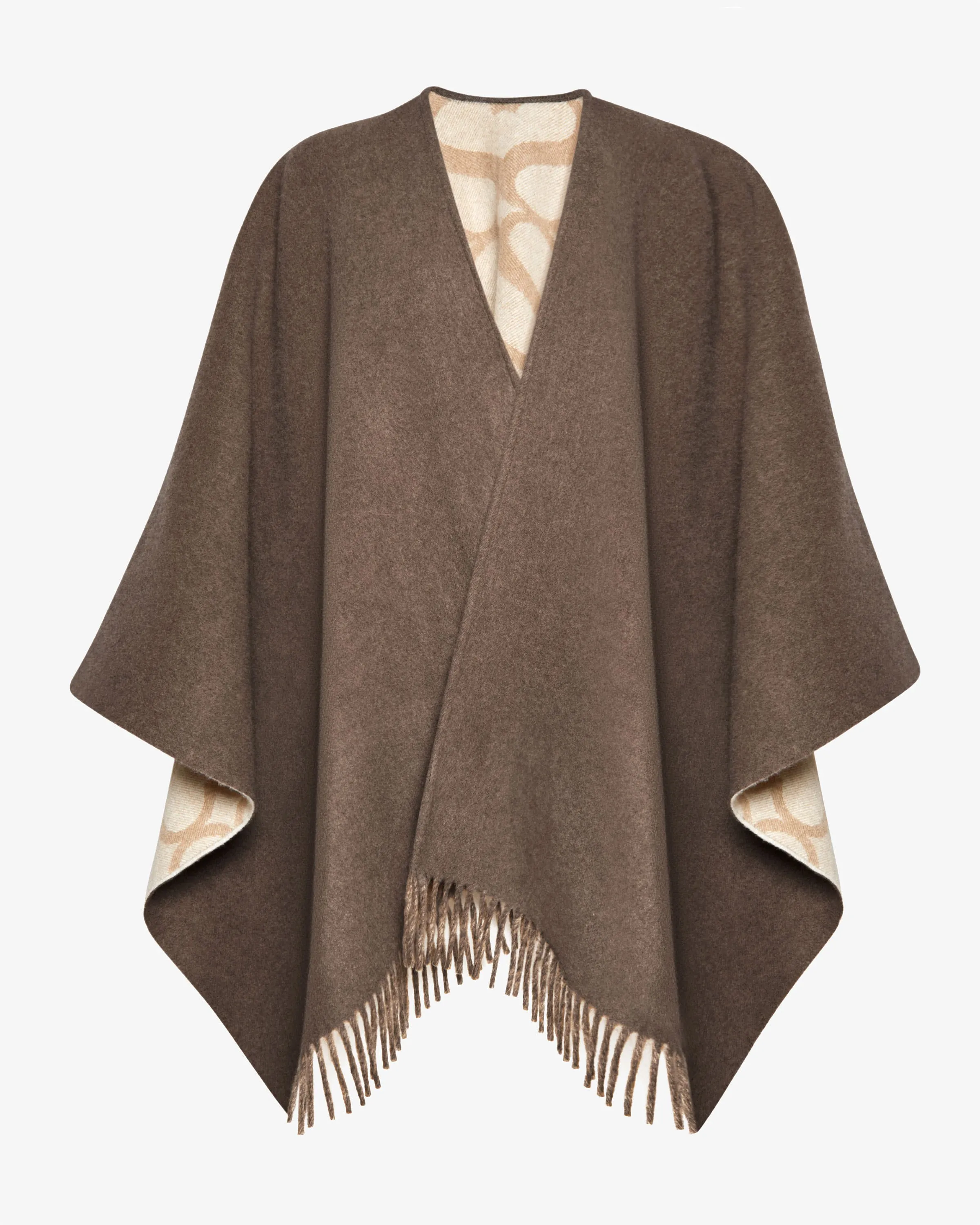 Strathberry Monogram Reversible Cape - Coffee Jacquard