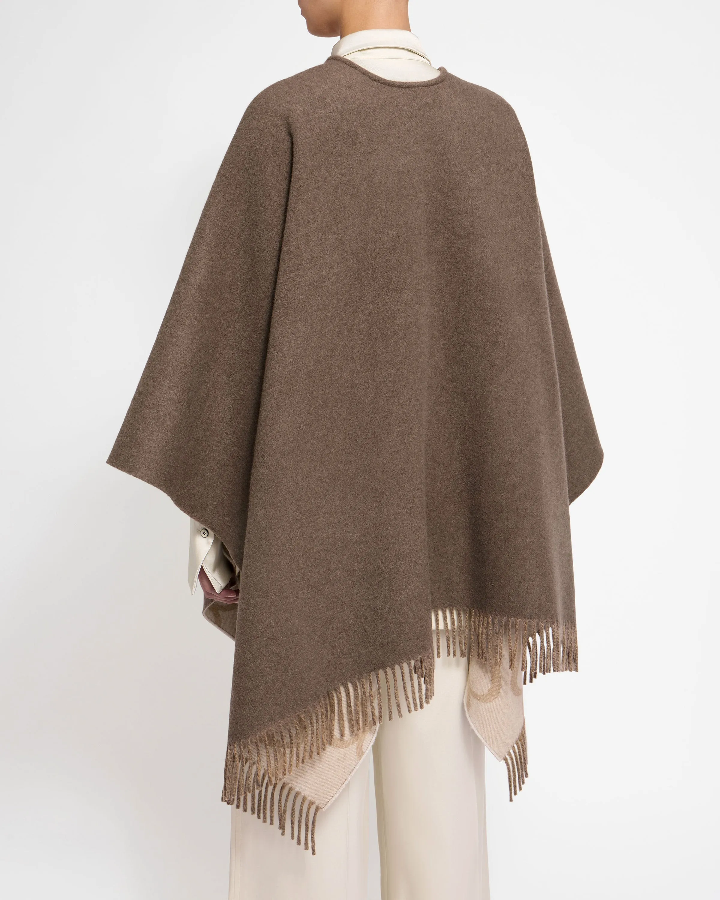 Strathberry Monogram Reversible Cape - Coffee Jacquard