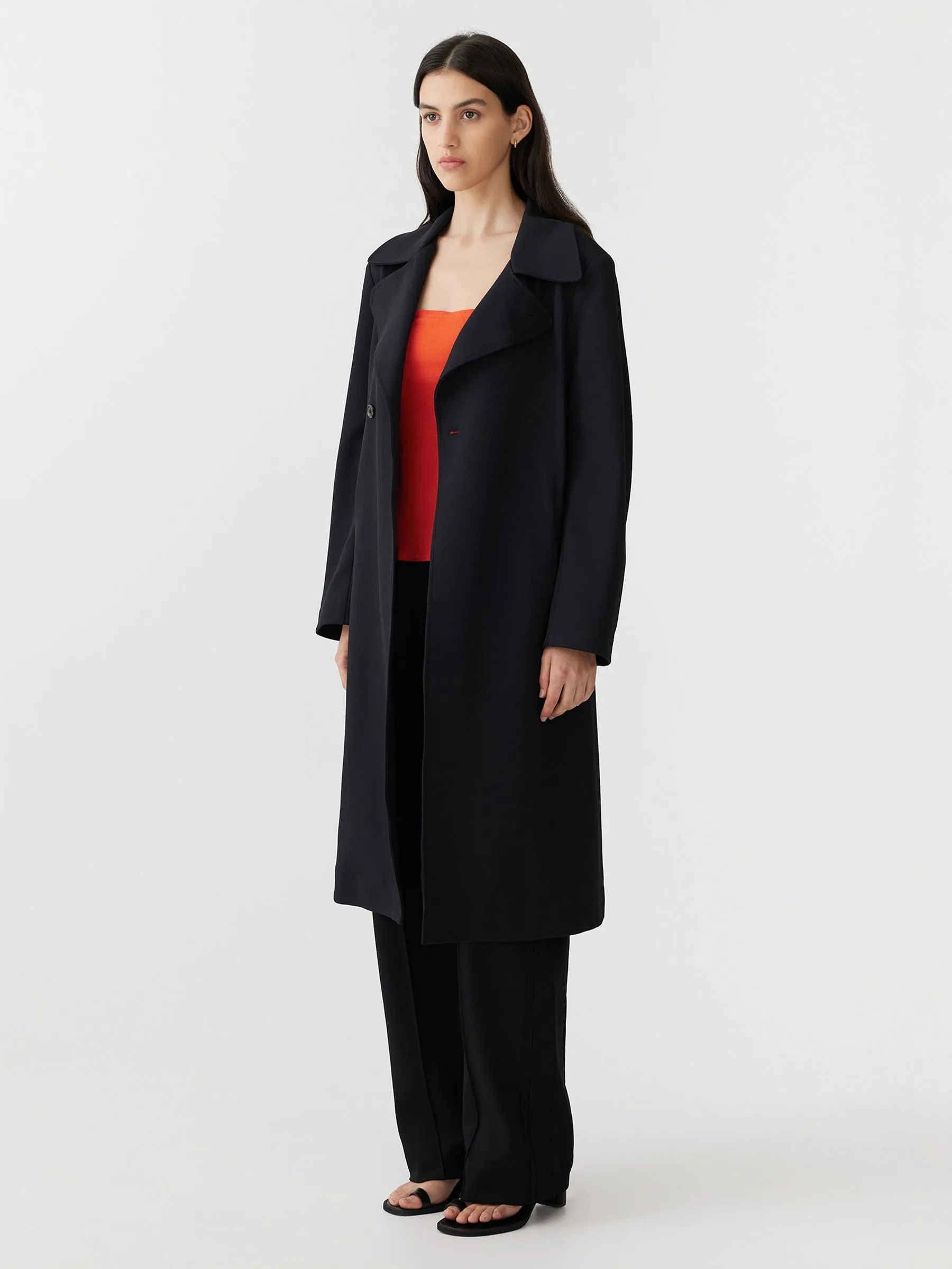 stretch twill trench coat