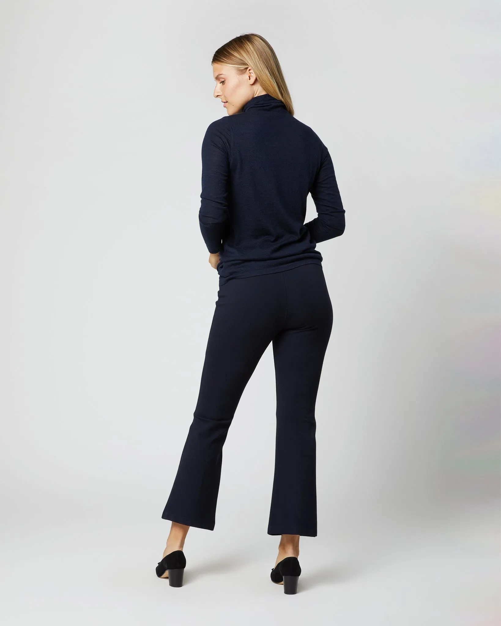 Superfine Funnel-Neck Sweater in Navy Cashmere