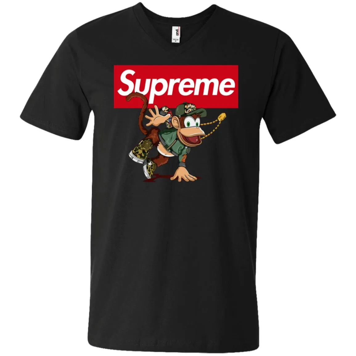 Supreme Monkey T-shirt Men V-Neck T-Shirt