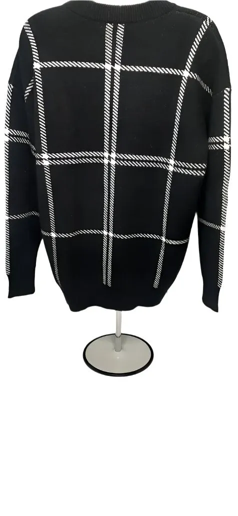 Sweater-Pullover- Black/White Stripes-Long Sleeve-Women's-223886