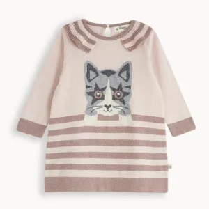 The Bonnie Mob Darling Cat Intarsia Dress Pink