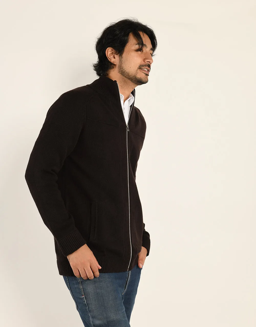 The Cashmere Hunter Jacket in Midnight Brown