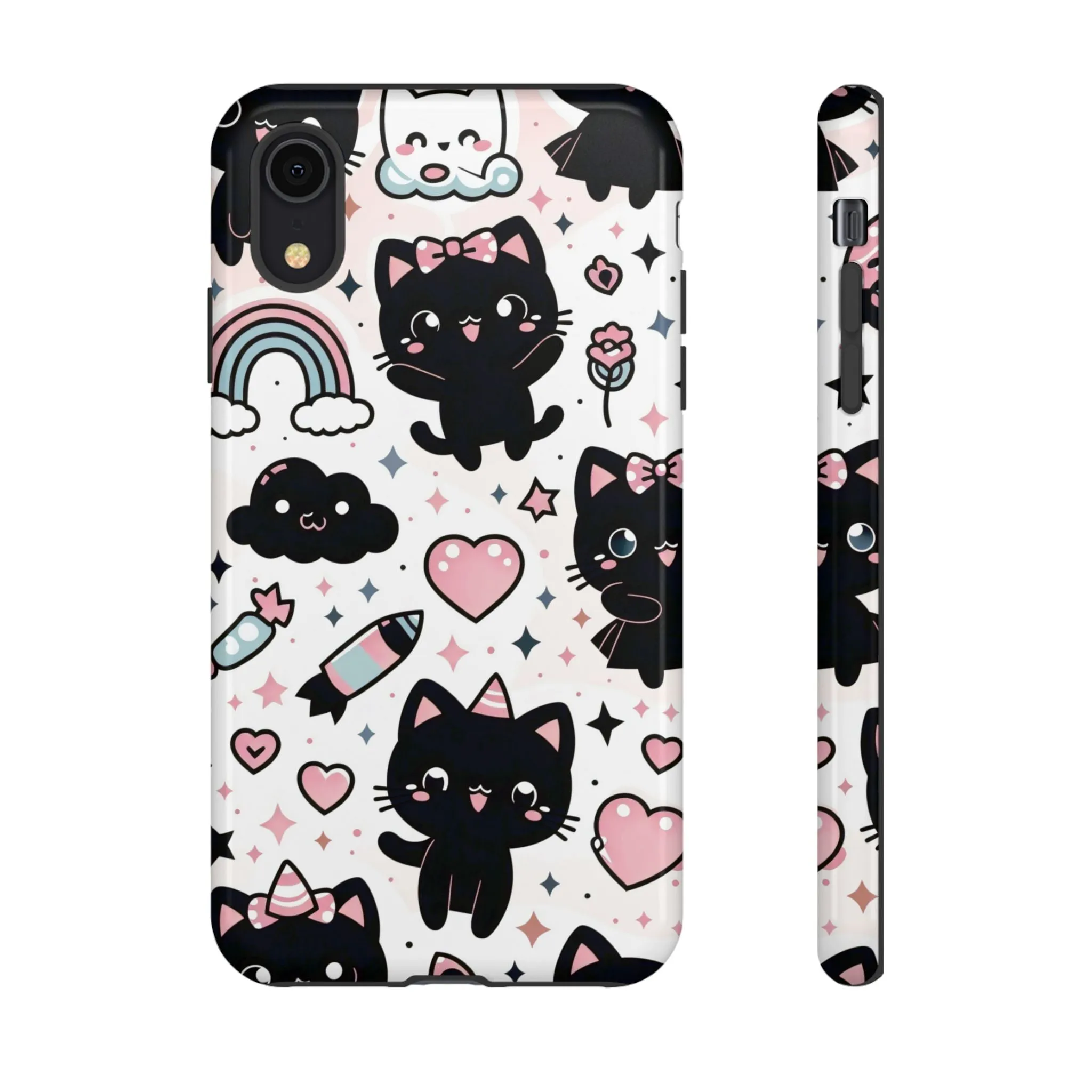 The Ultimate Kawaii Cell Phone Case: Spoil your phone with a pink background and black cats...because why not?