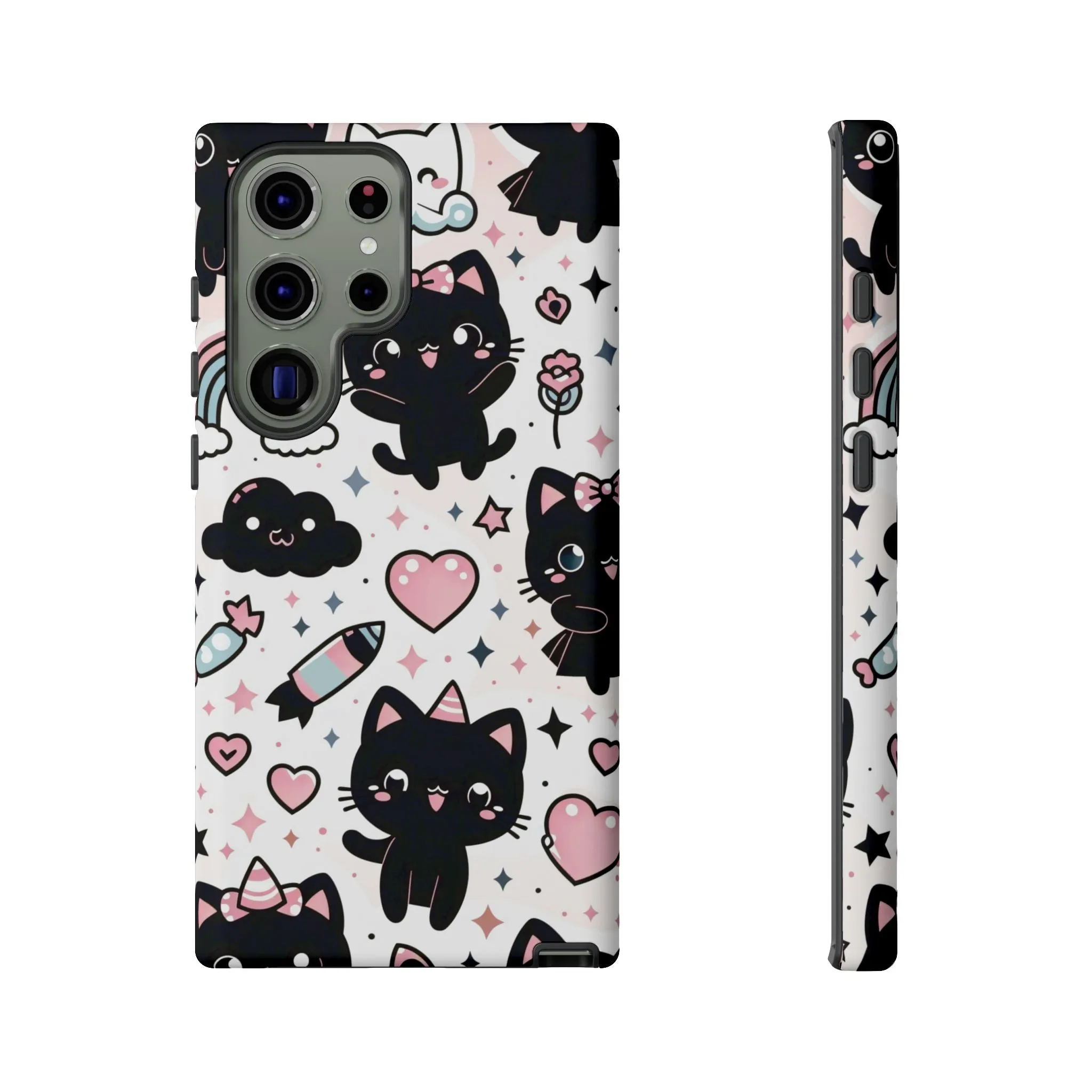 The Ultimate Kawaii Cell Phone Case: Spoil your phone with a pink background and black cats...because why not?