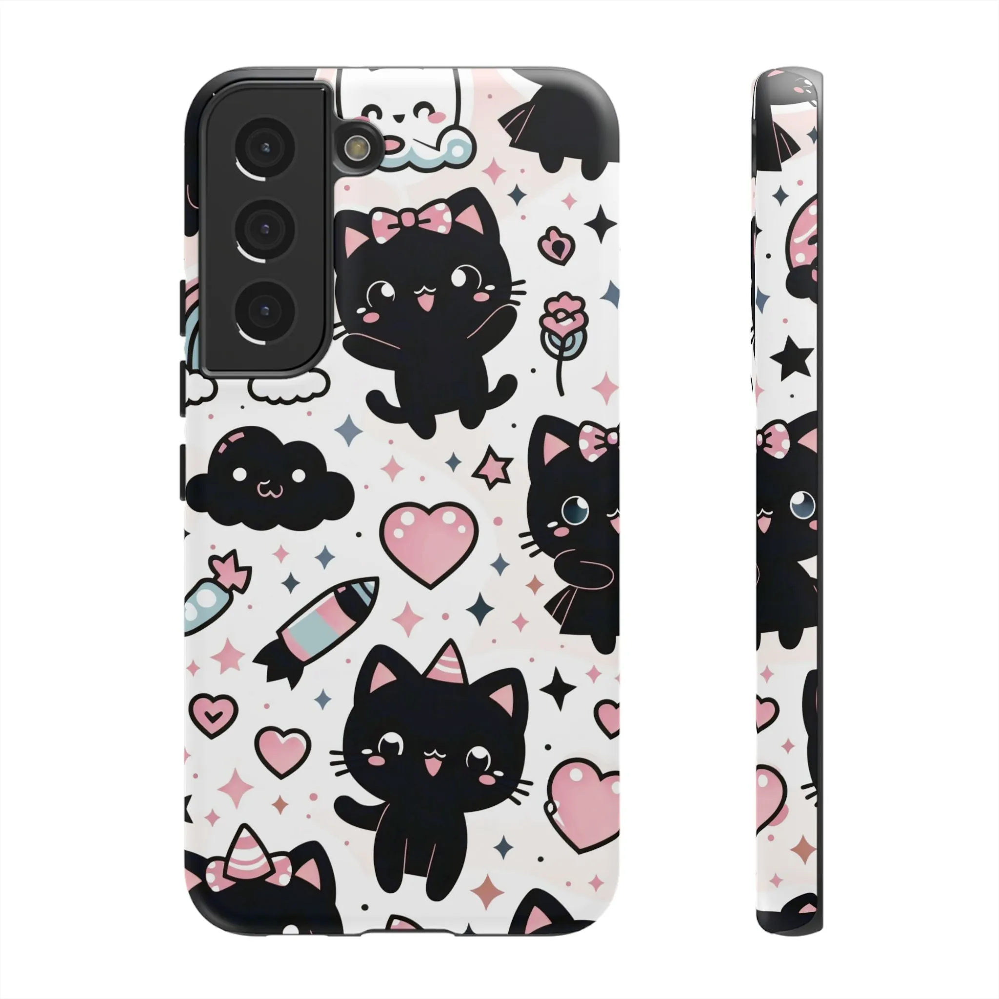 The Ultimate Kawaii Cell Phone Case: Spoil your phone with a pink background and black cats...because why not?