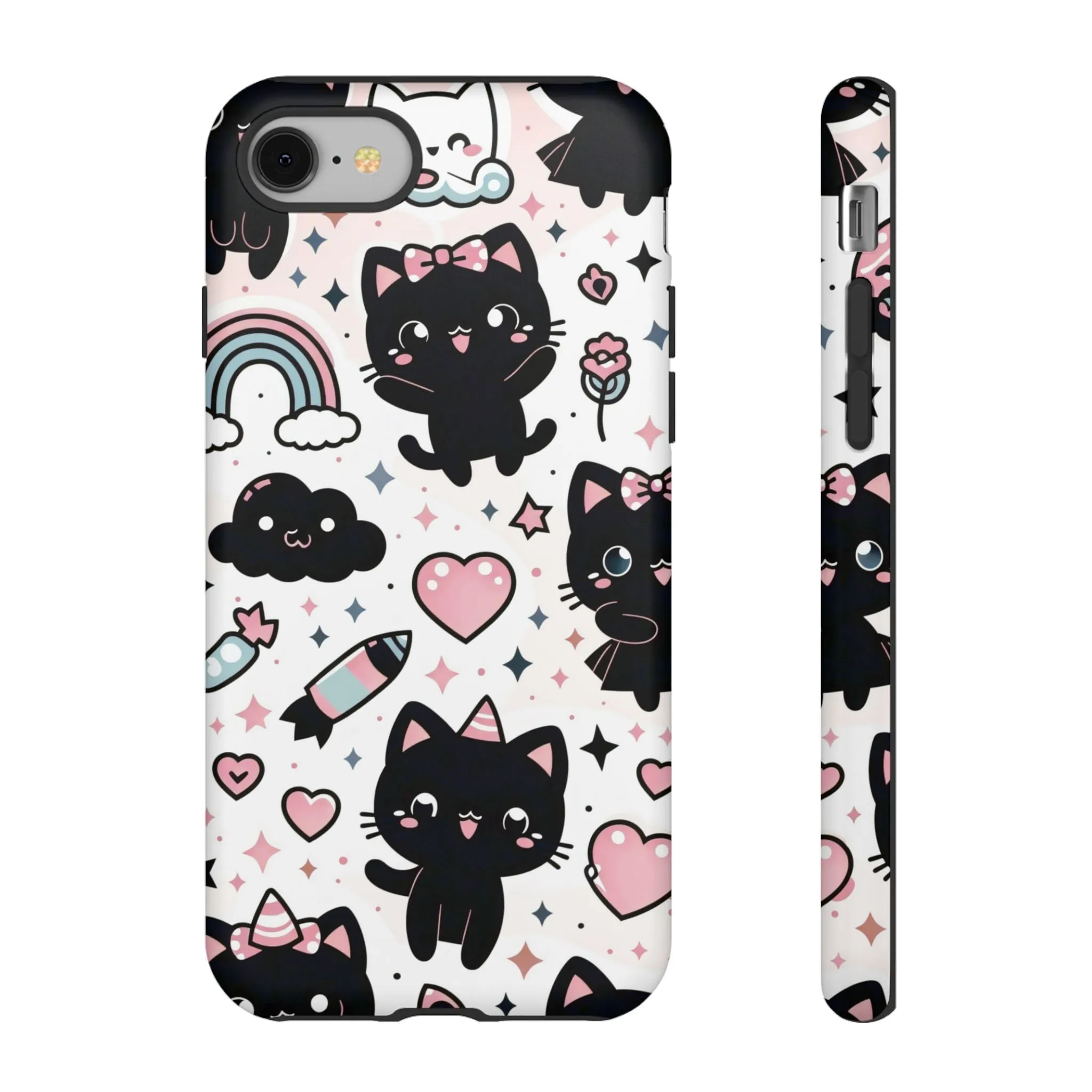 The Ultimate Kawaii Cell Phone Case: Spoil your phone with a pink background and black cats...because why not?