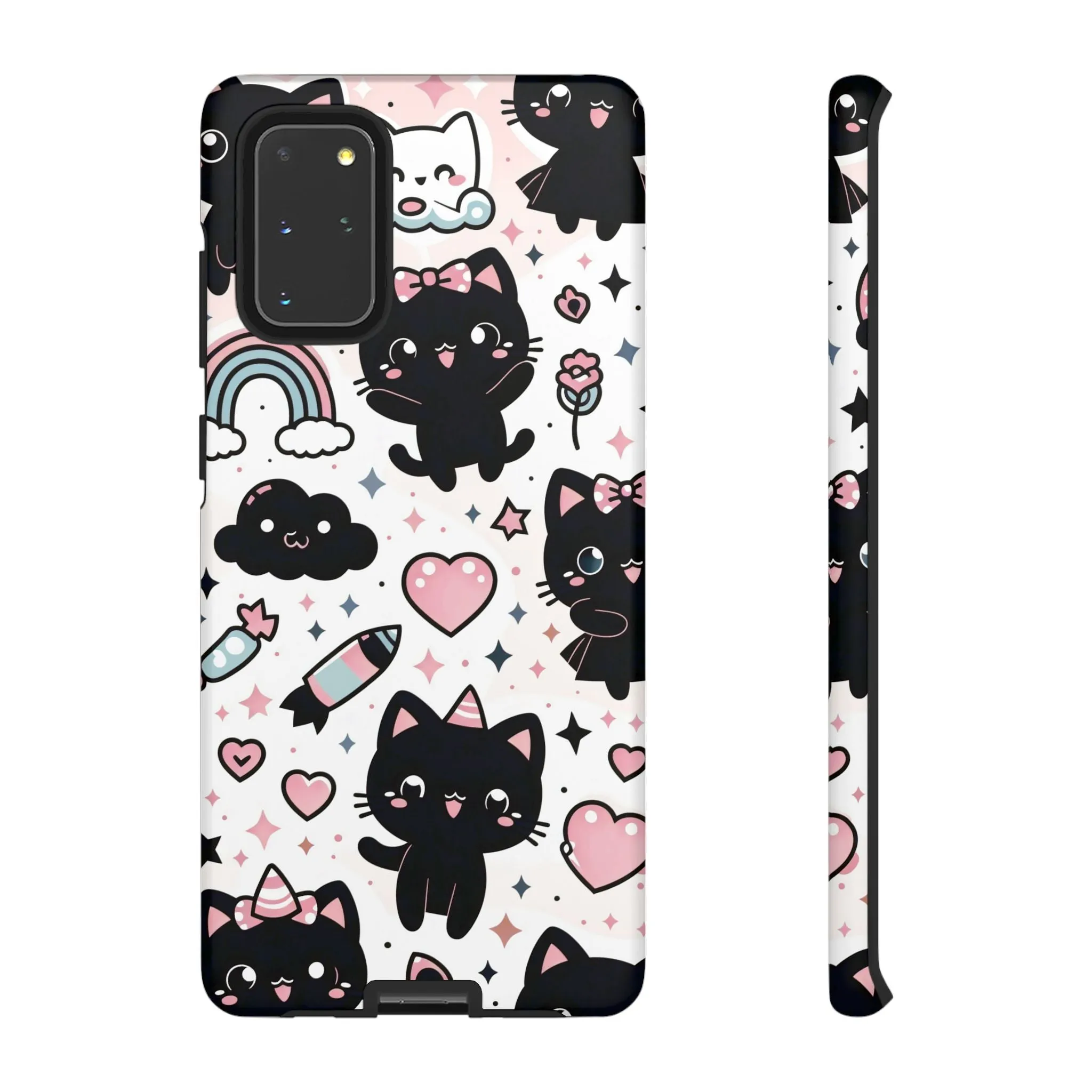 The Ultimate Kawaii Cell Phone Case: Spoil your phone with a pink background and black cats...because why not?