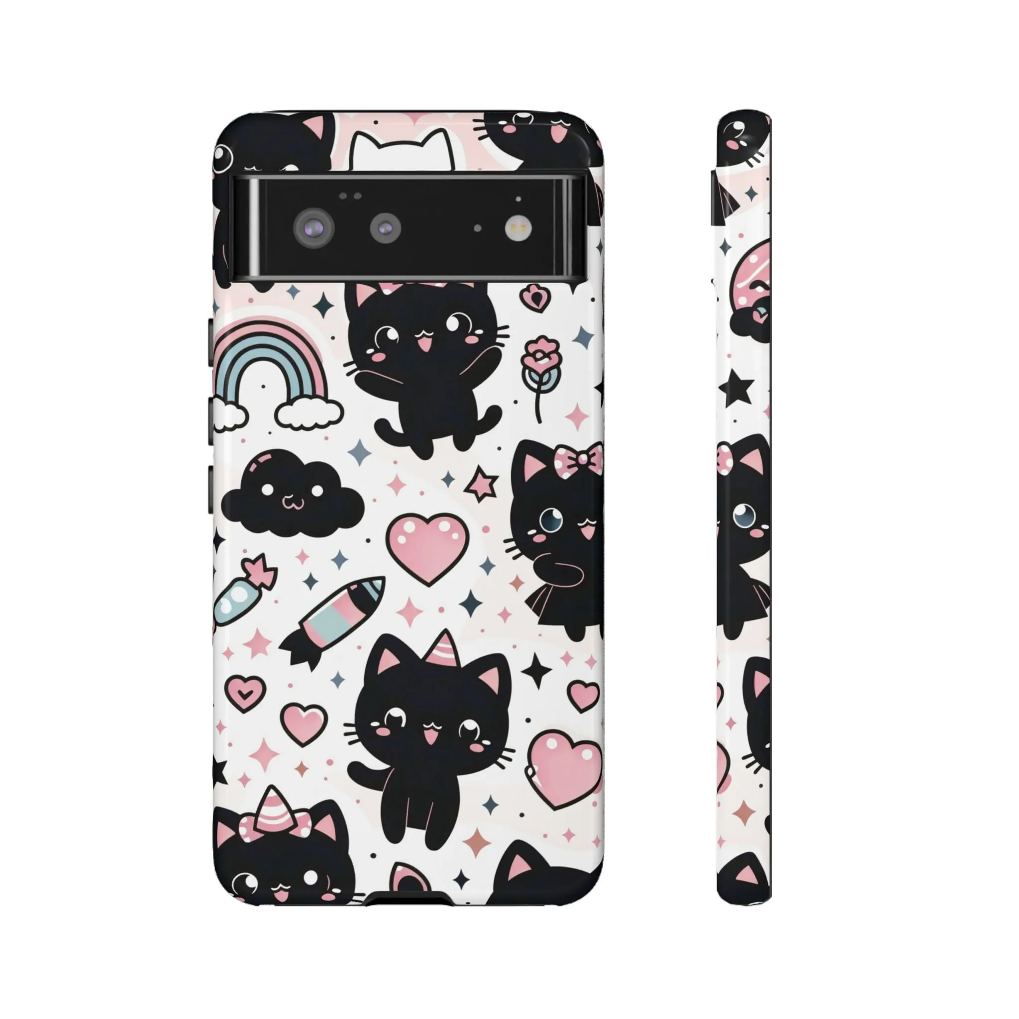 The Ultimate Kawaii Cell Phone Case: Spoil your phone with a pink background and black cats...because why not?