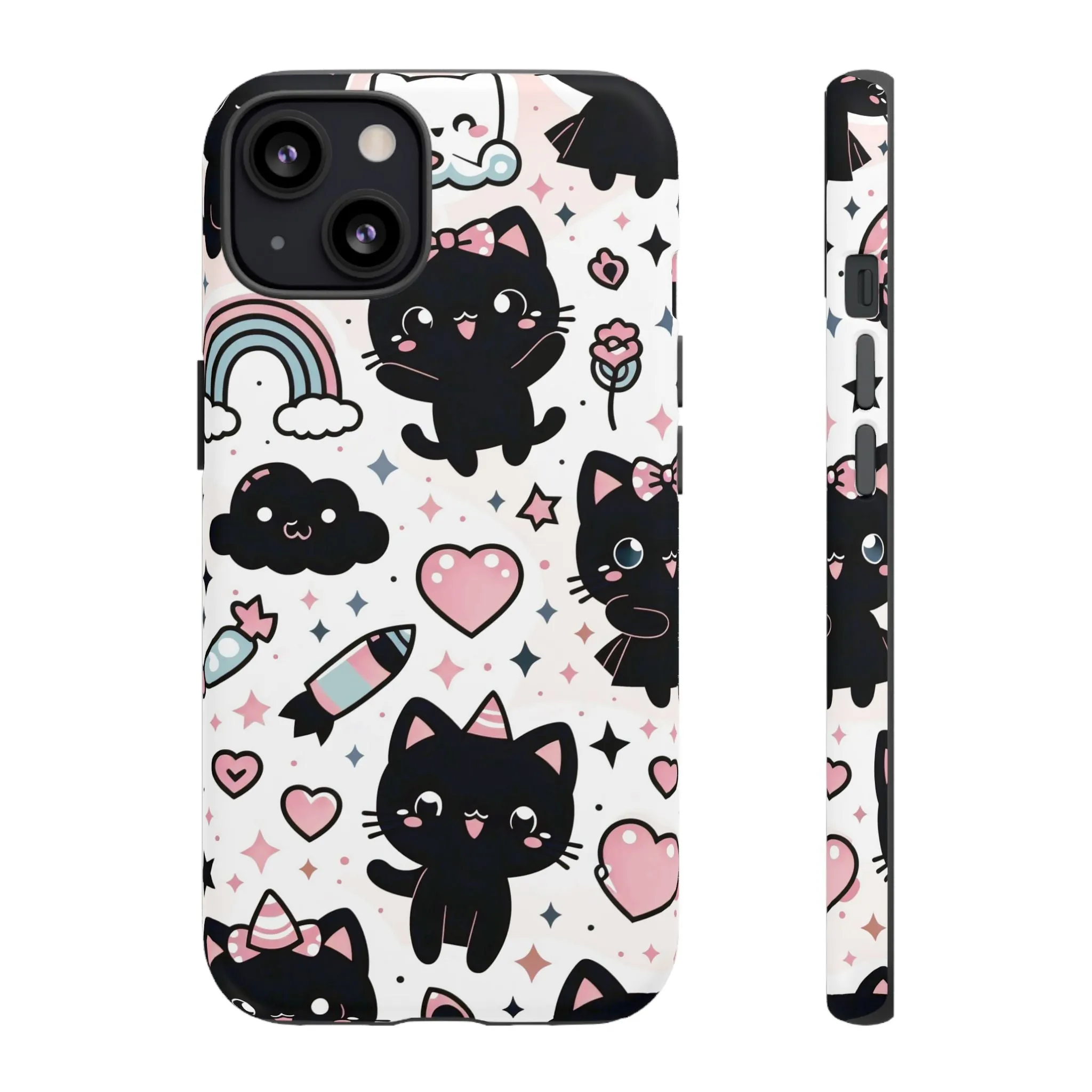 The Ultimate Kawaii Cell Phone Case: Spoil your phone with a pink background and black cats...because why not?