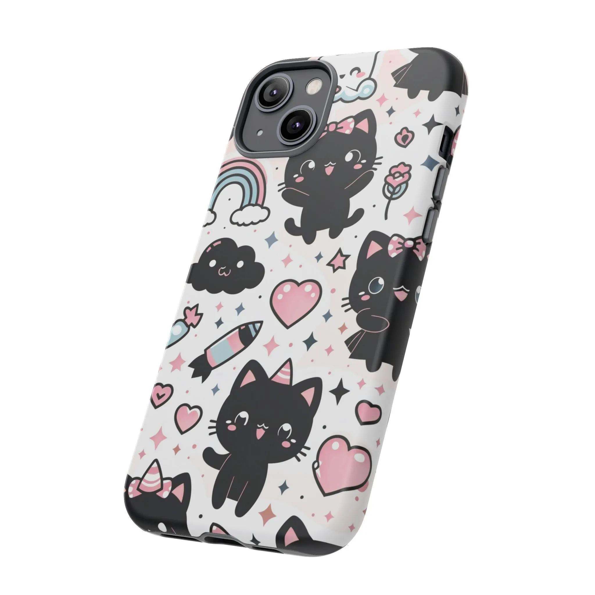 The Ultimate Kawaii Cell Phone Case: Spoil your phone with a pink background and black cats...because why not?