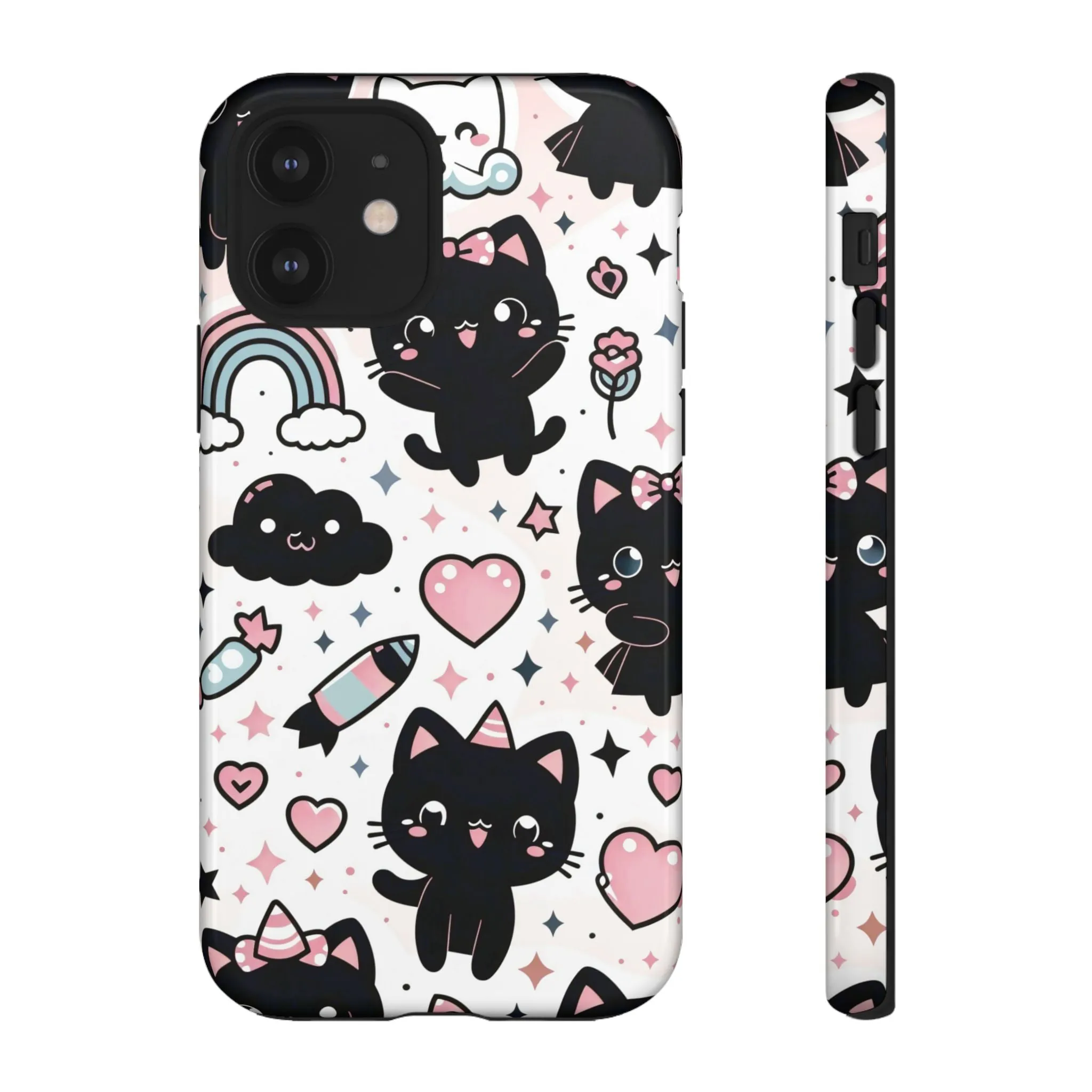 The Ultimate Kawaii Cell Phone Case: Spoil your phone with a pink background and black cats...because why not?