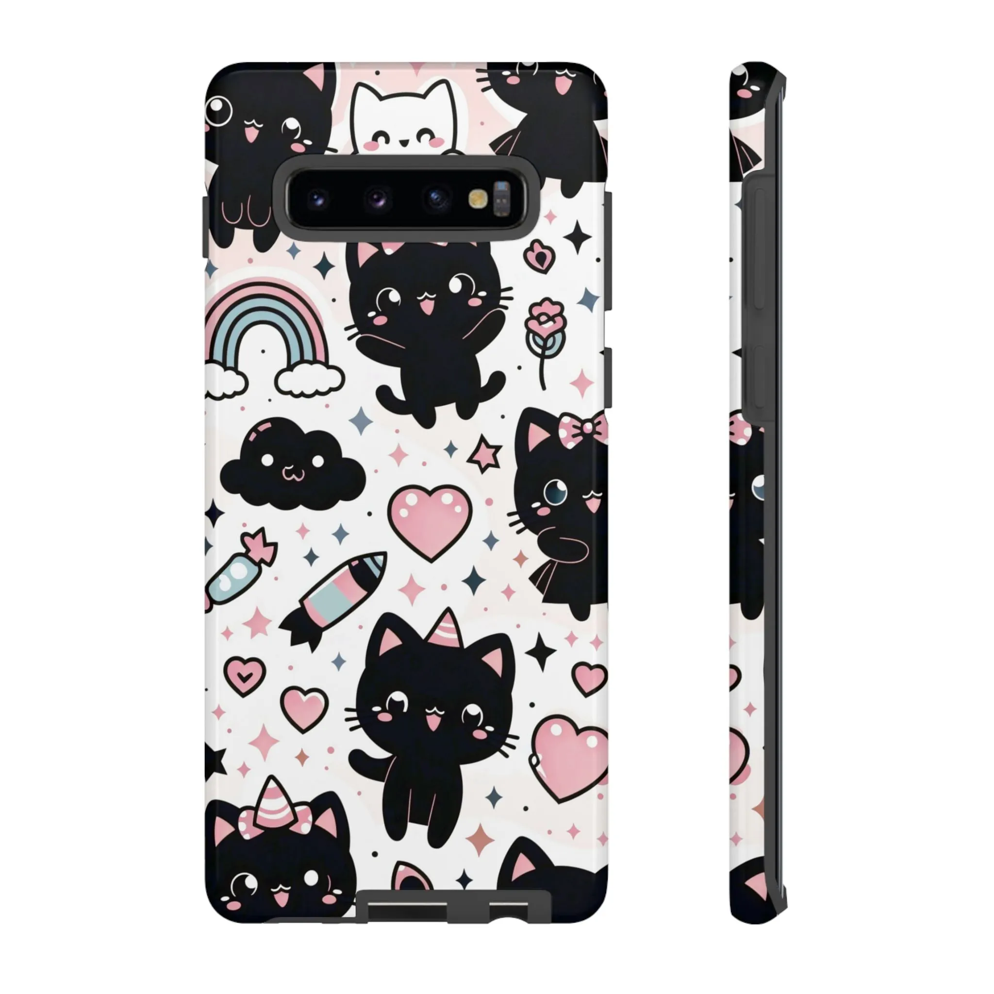 The Ultimate Kawaii Cell Phone Case: Spoil your phone with a pink background and black cats...because why not?