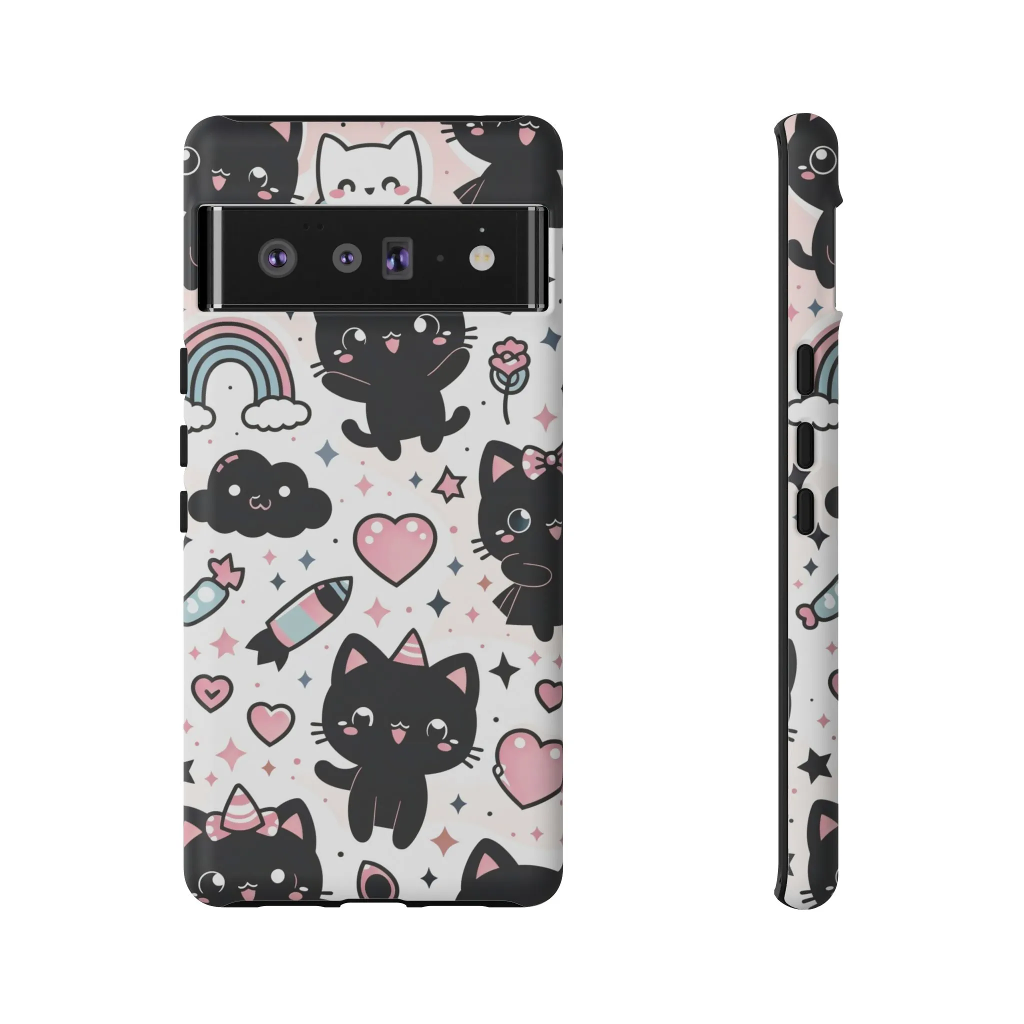 The Ultimate Kawaii Cell Phone Case: Spoil your phone with a pink background and black cats...because why not?