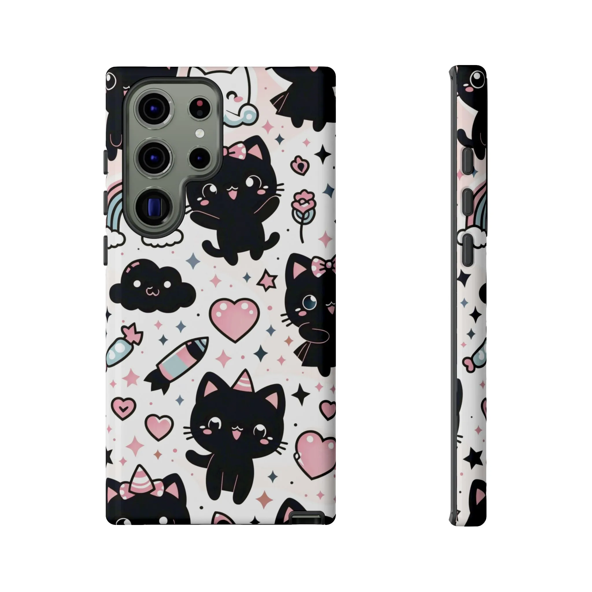 The Ultimate Kawaii Cell Phone Case: Spoil your phone with a pink background and black cats...because why not?