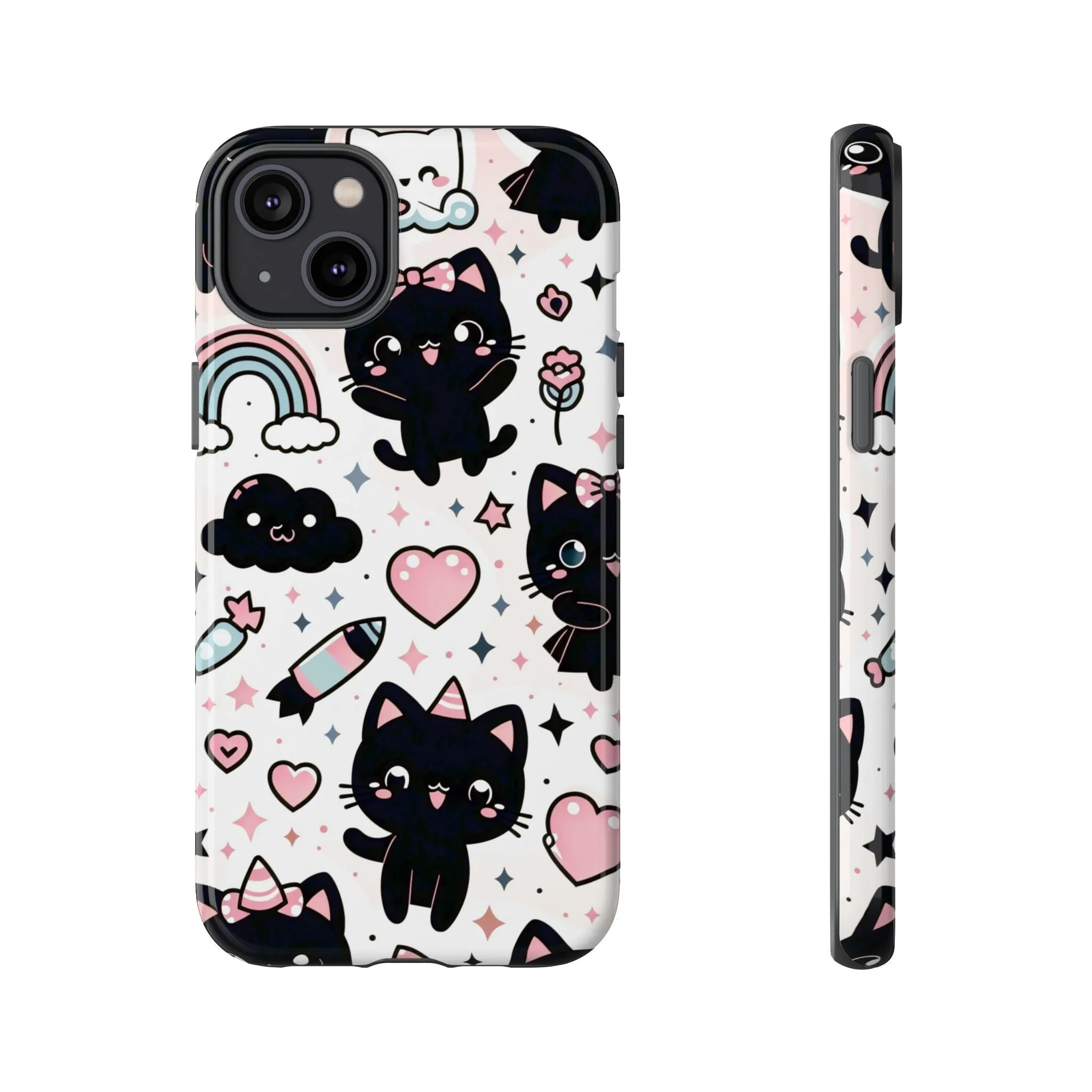 The Ultimate Kawaii Cell Phone Case: Spoil your phone with a pink background and black cats...because why not?