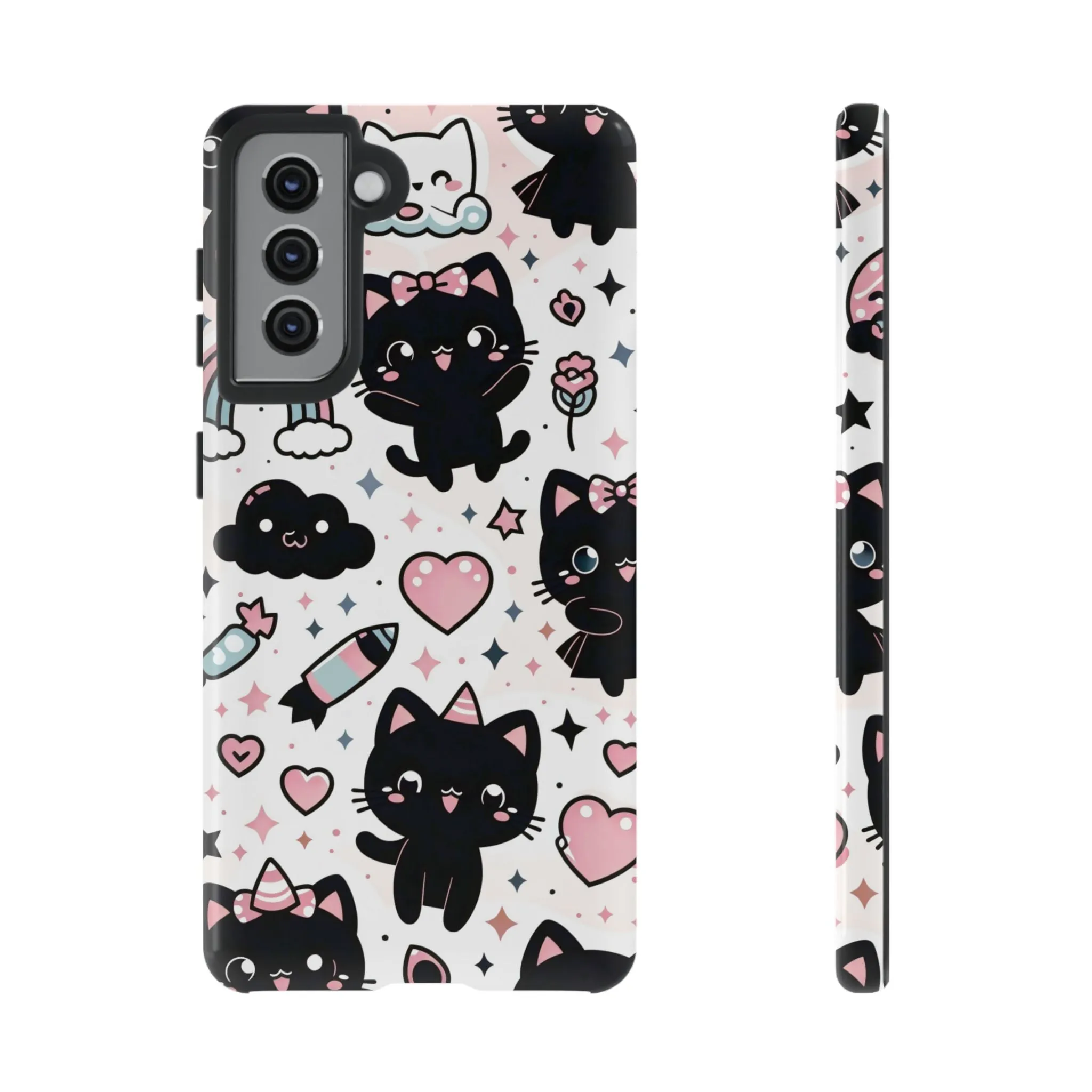 The Ultimate Kawaii Cell Phone Case: Spoil your phone with a pink background and black cats...because why not?