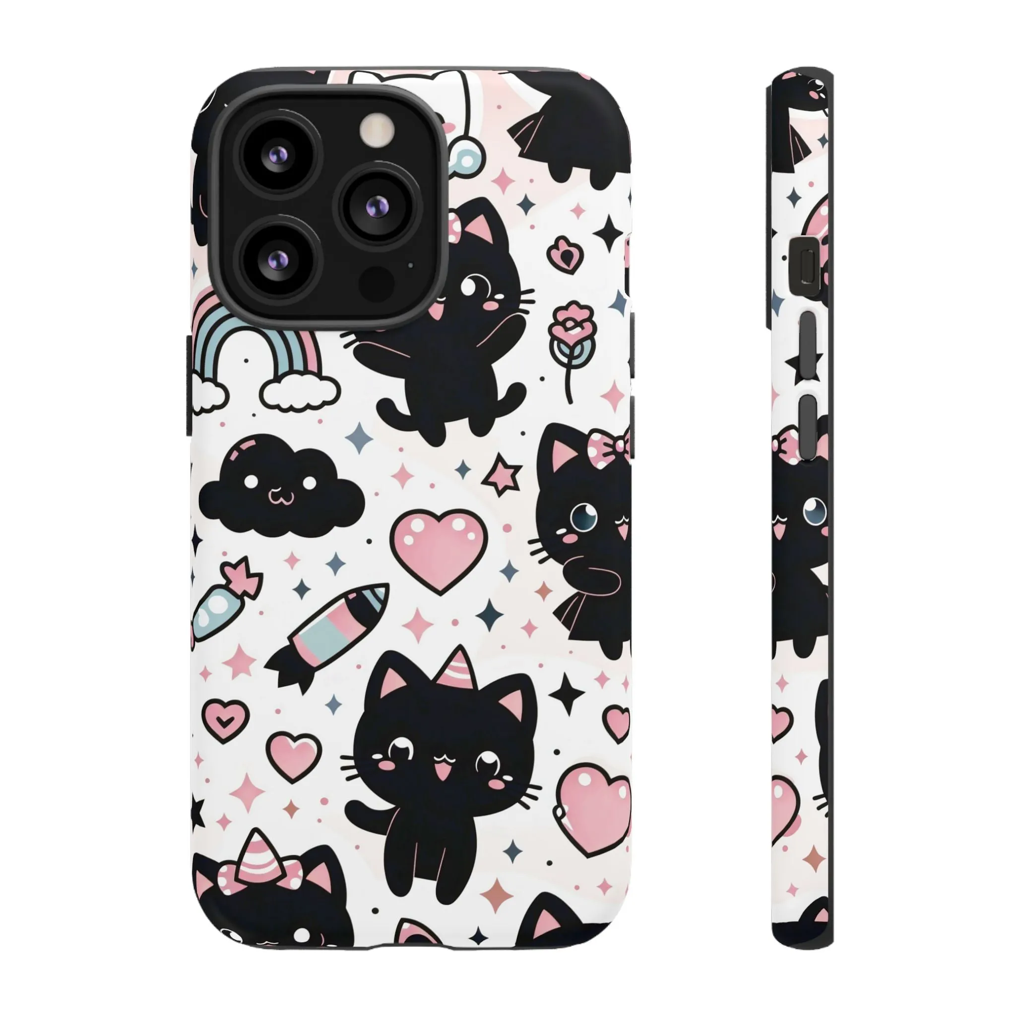 The Ultimate Kawaii Cell Phone Case: Spoil your phone with a pink background and black cats...because why not?