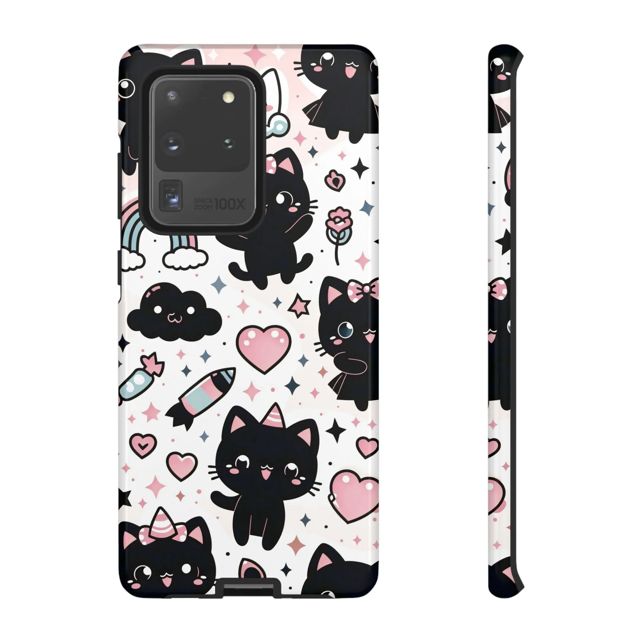 The Ultimate Kawaii Cell Phone Case: Spoil your phone with a pink background and black cats...because why not?