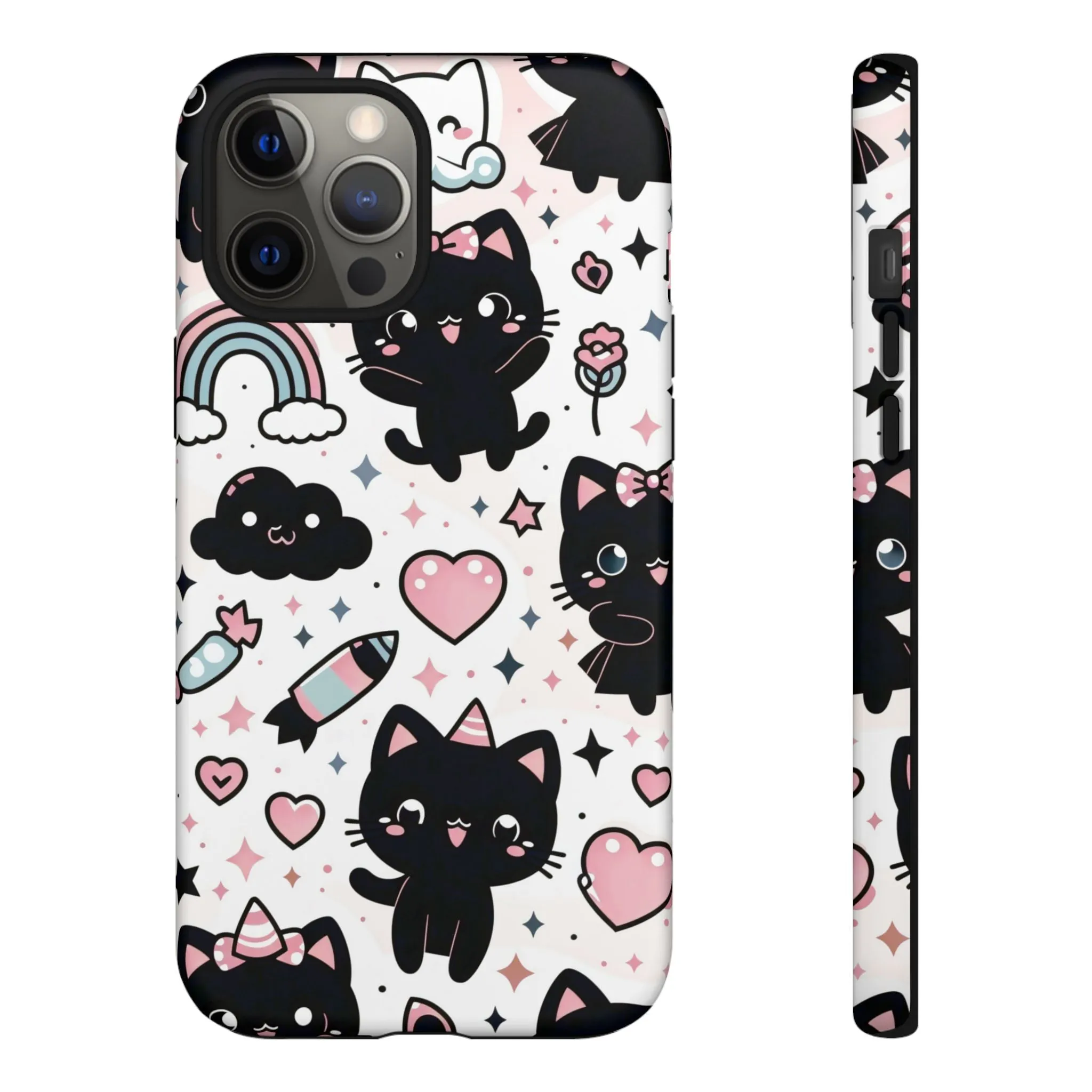 The Ultimate Kawaii Cell Phone Case: Spoil your phone with a pink background and black cats...because why not?