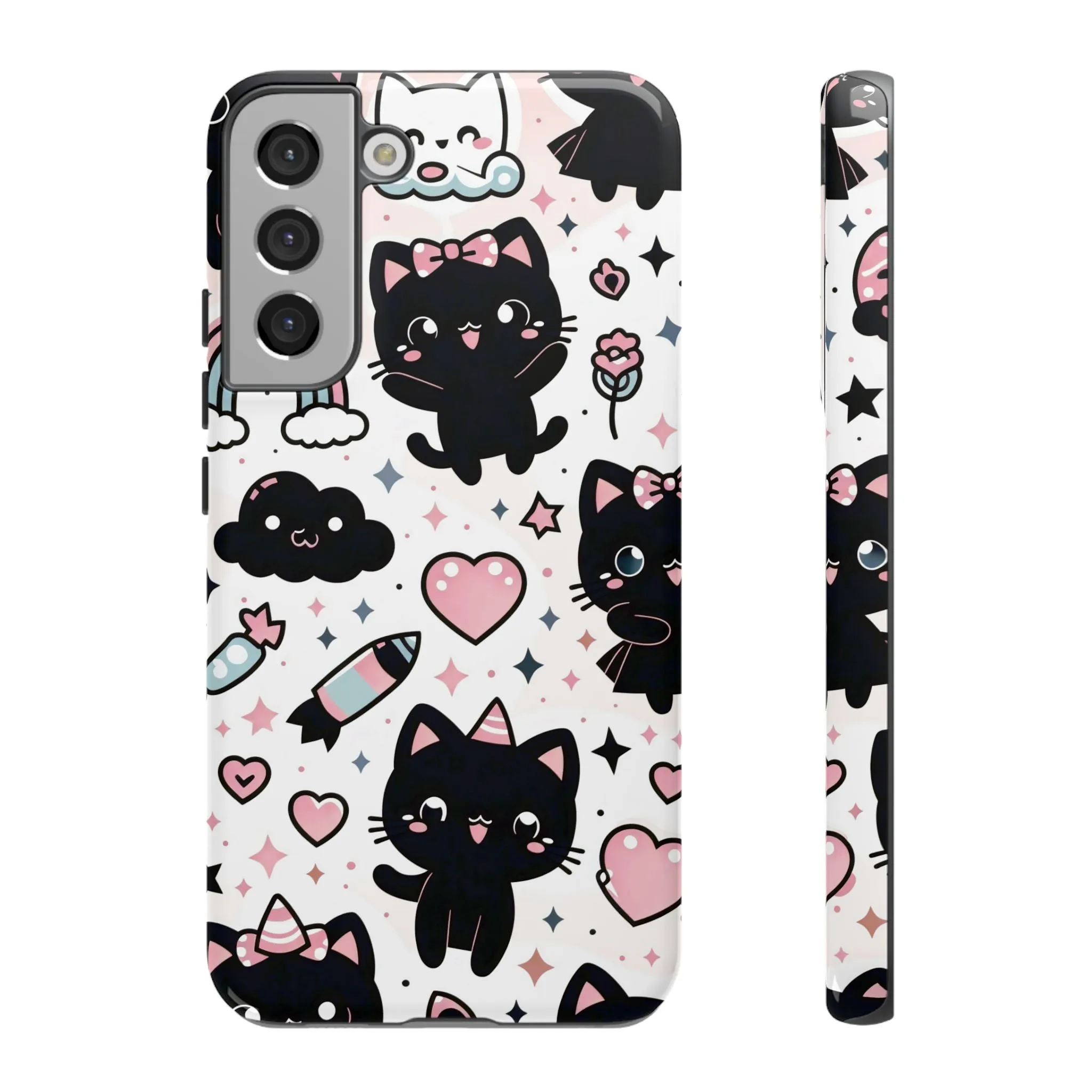 The Ultimate Kawaii Cell Phone Case: Spoil your phone with a pink background and black cats...because why not?