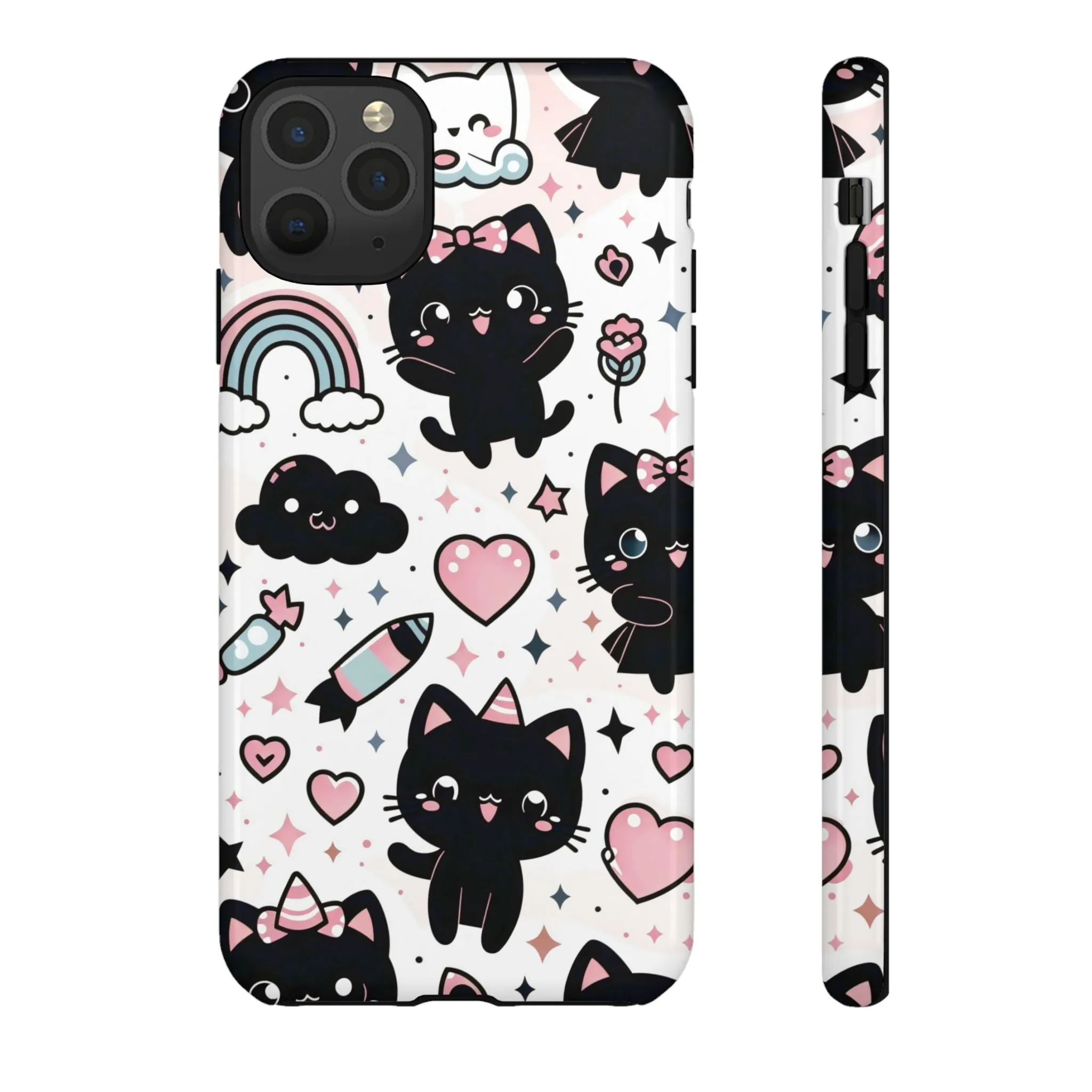 The Ultimate Kawaii Cell Phone Case: Spoil your phone with a pink background and black cats...because why not?