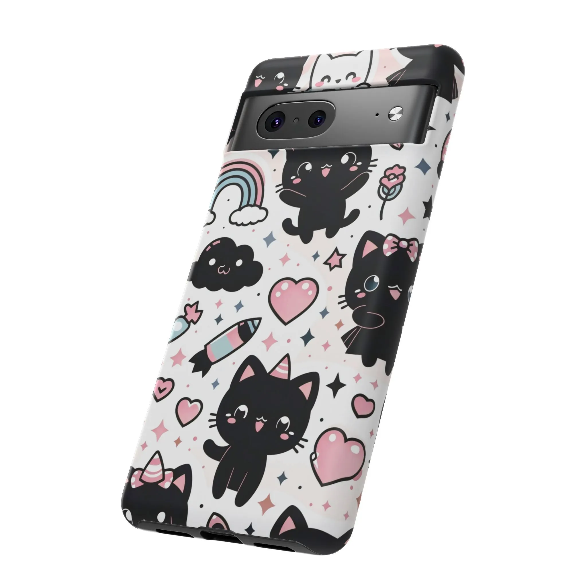 The Ultimate Kawaii Cell Phone Case: Spoil your phone with a pink background and black cats...because why not?